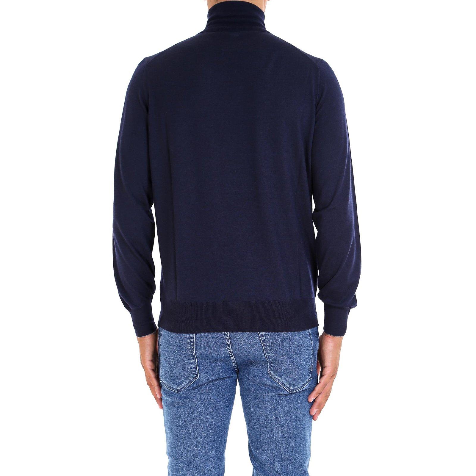 Shop Brunello Cucinelli Turtleneck Jumper In Navy/grigio Scuro