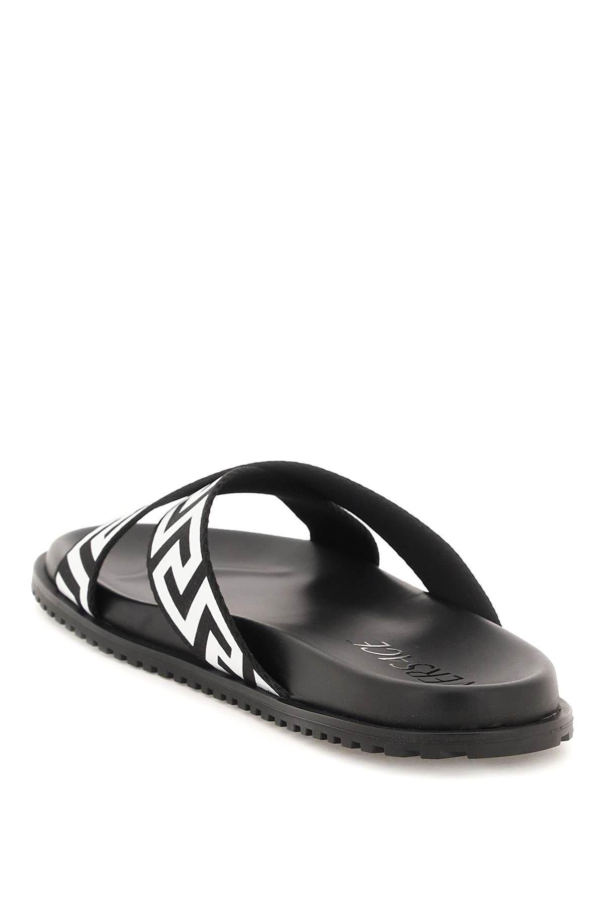 Versace Greca-motif crossover-strap sandals - Black