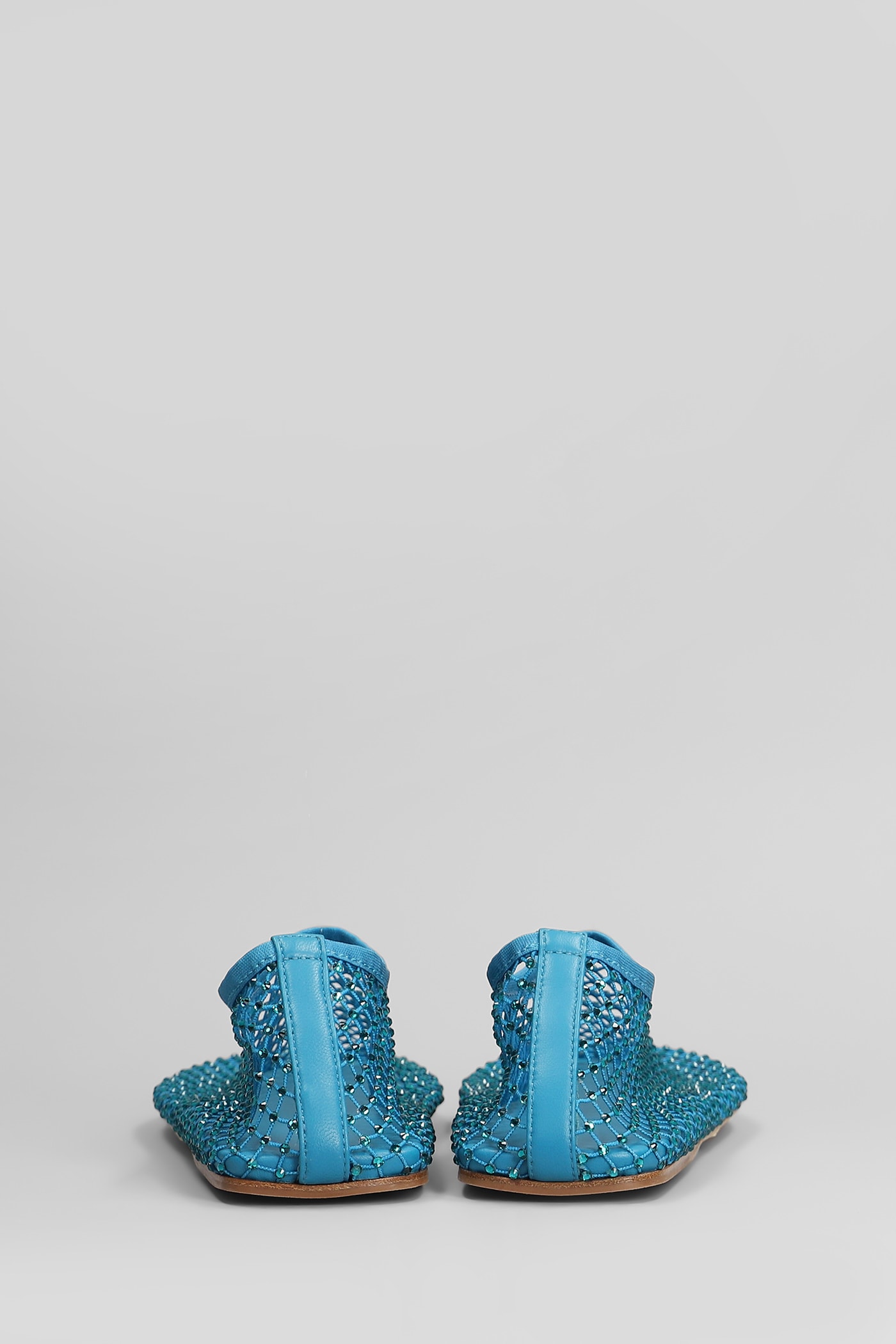 CHRISTOPHER ESBER MINETTE FLAT BALLET FLATS IN CYAN NYLON AND LEATHER