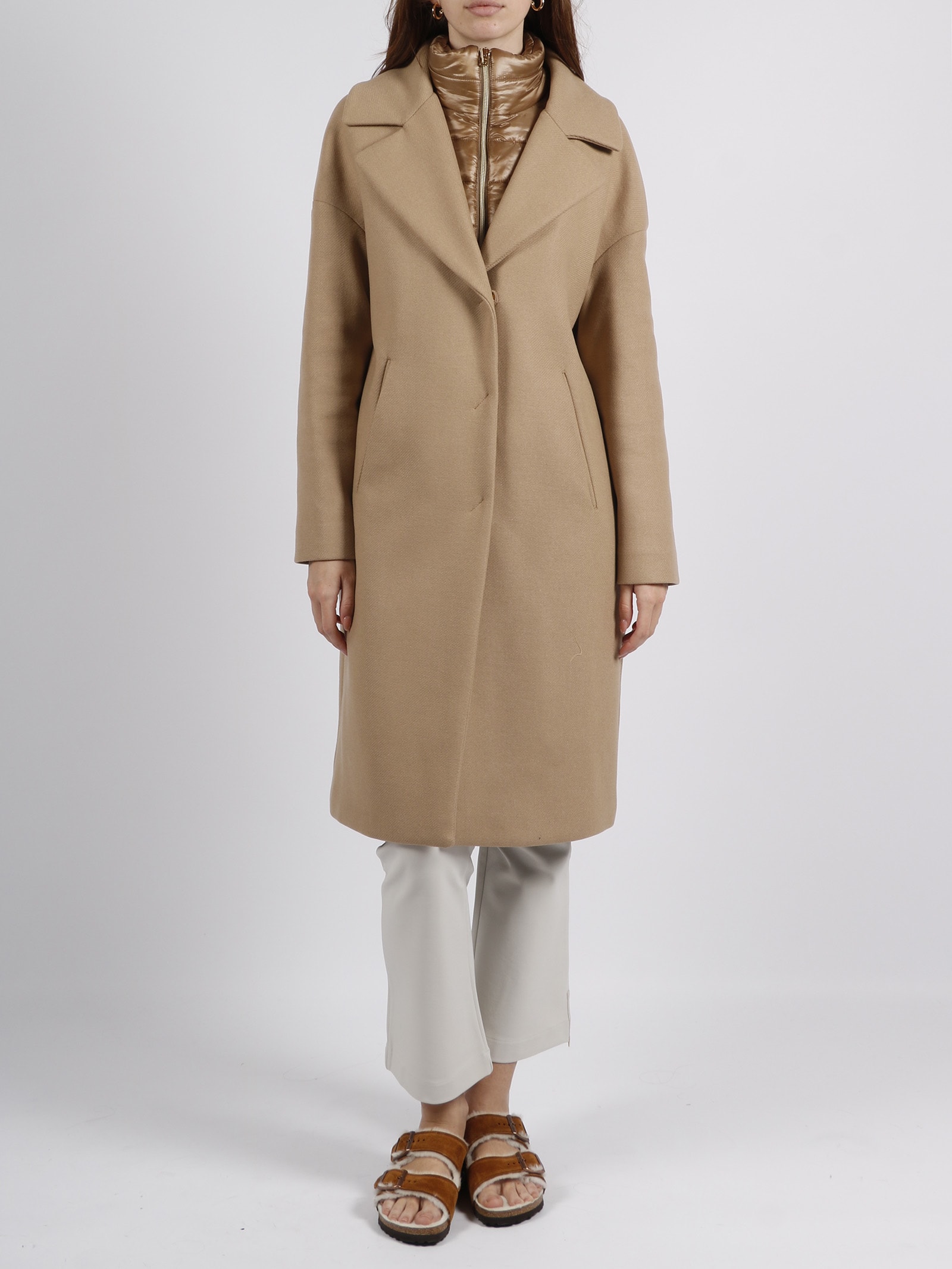 Herno Double-front Coat In Neutral