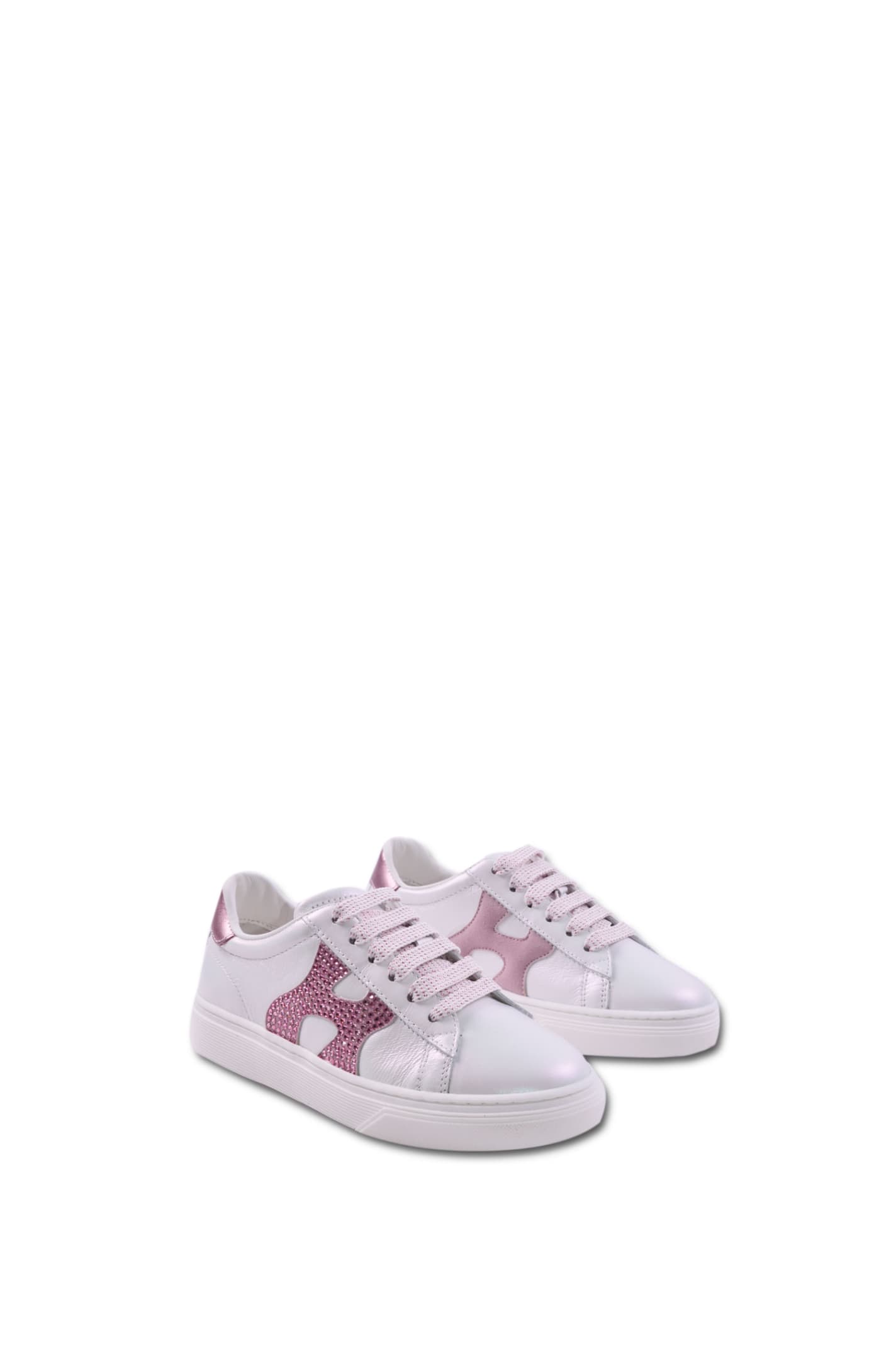 Shop Hogan Sneakers In Pearled Smooth Leather In White