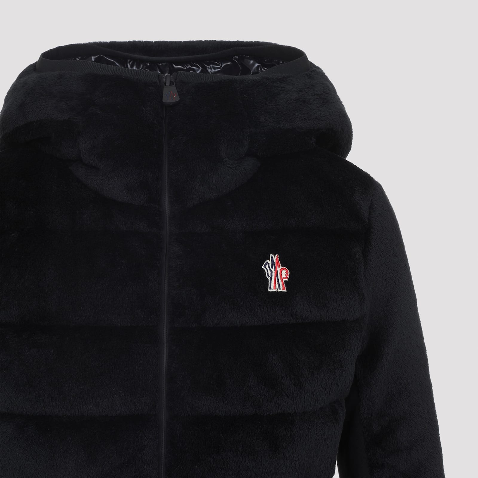 Moncler Hooded Quilted Fleece Down Jacket In Animal Print