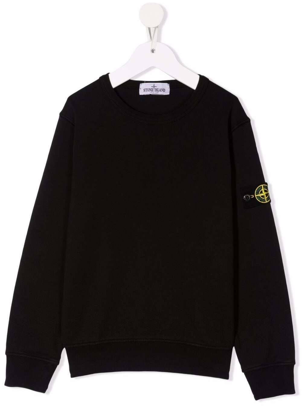 Stone Island Junior Black Jersey Sweatshirt With Logo