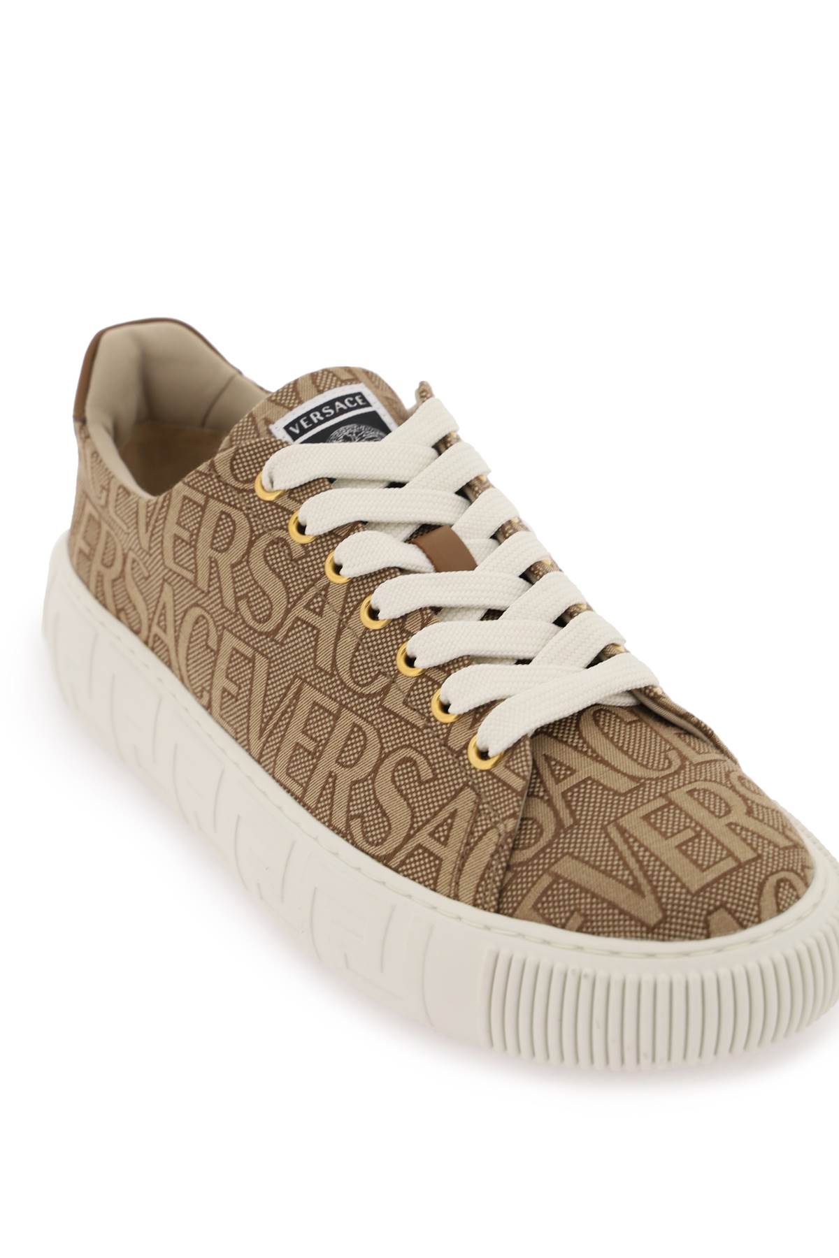 Versace Allover Greca High Top Sneakers in Brown - Versace