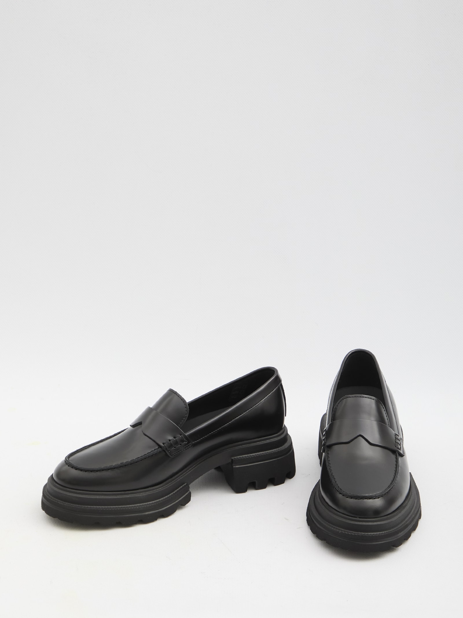 Shop Hogan H674 Loafers In Black