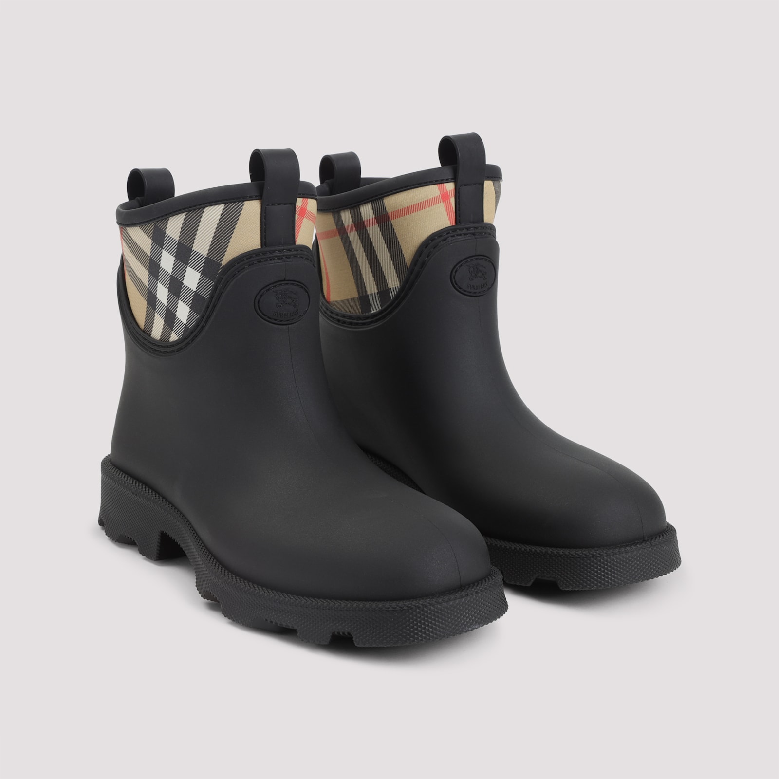Burberry Marsh Stamp Rubber Ankle Boots In Black