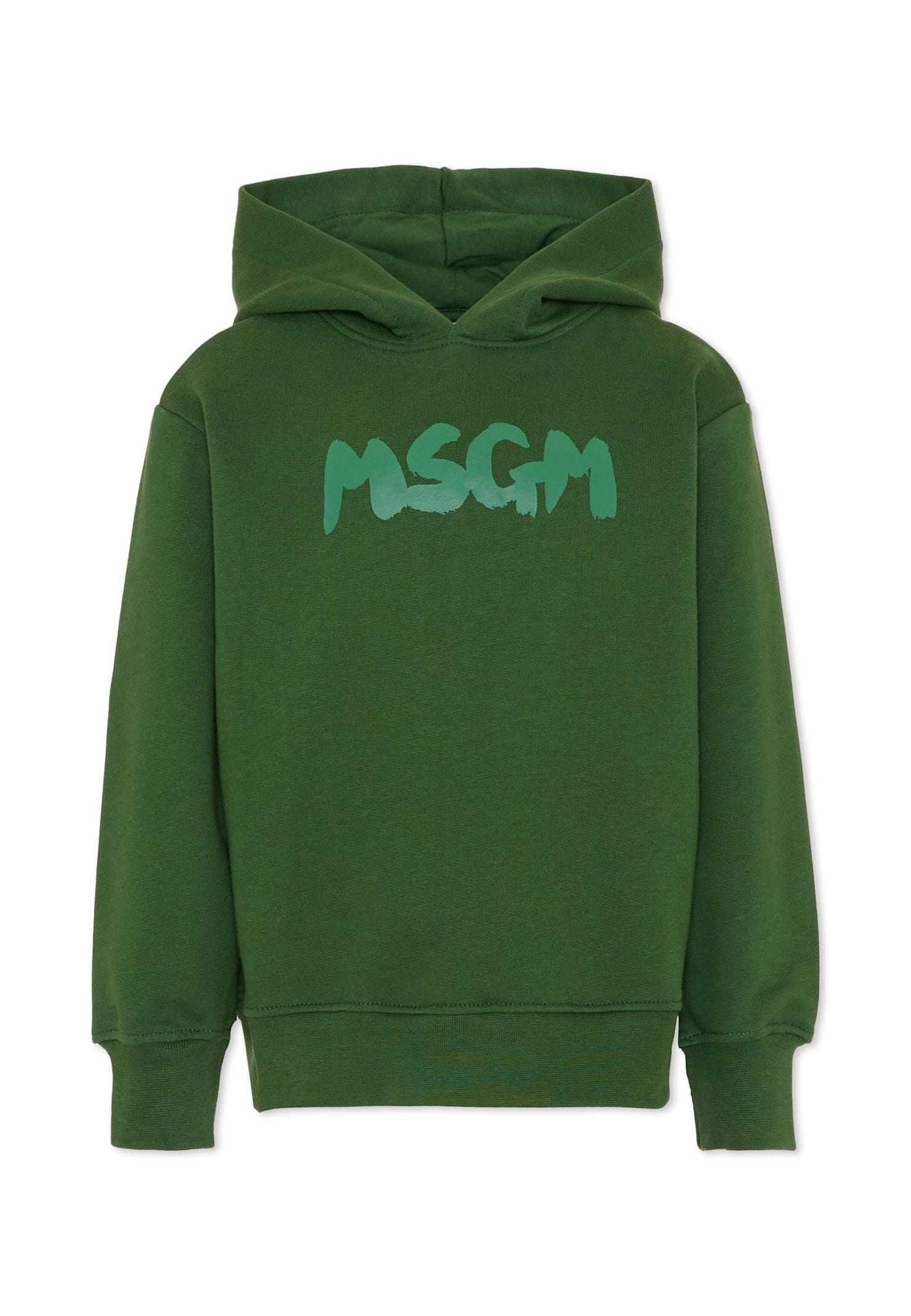 Msgm Green Sweatshirt For Kids With Logo In Green