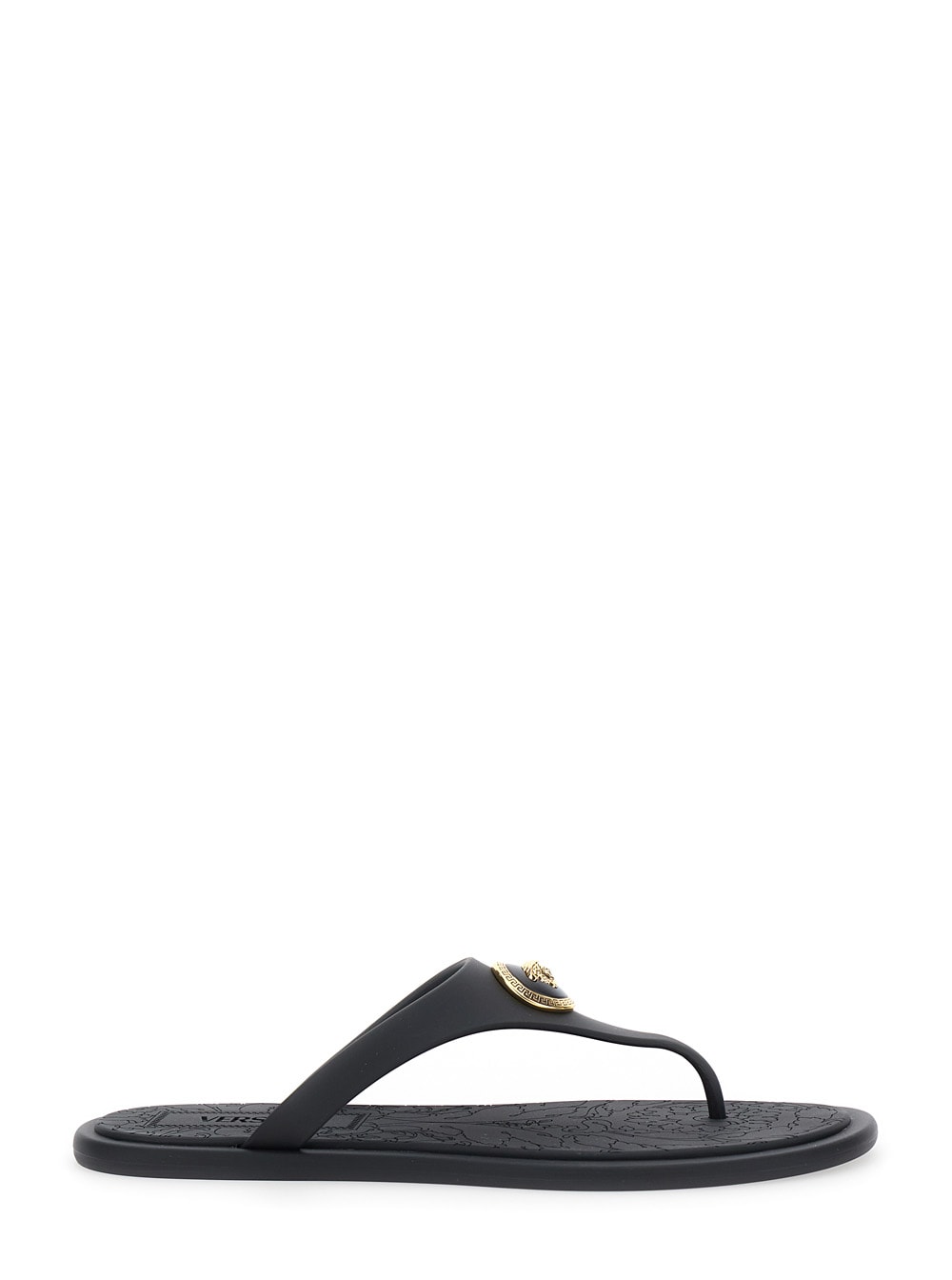 Versace Black Slides With Medusa Detail In Rubber Woman