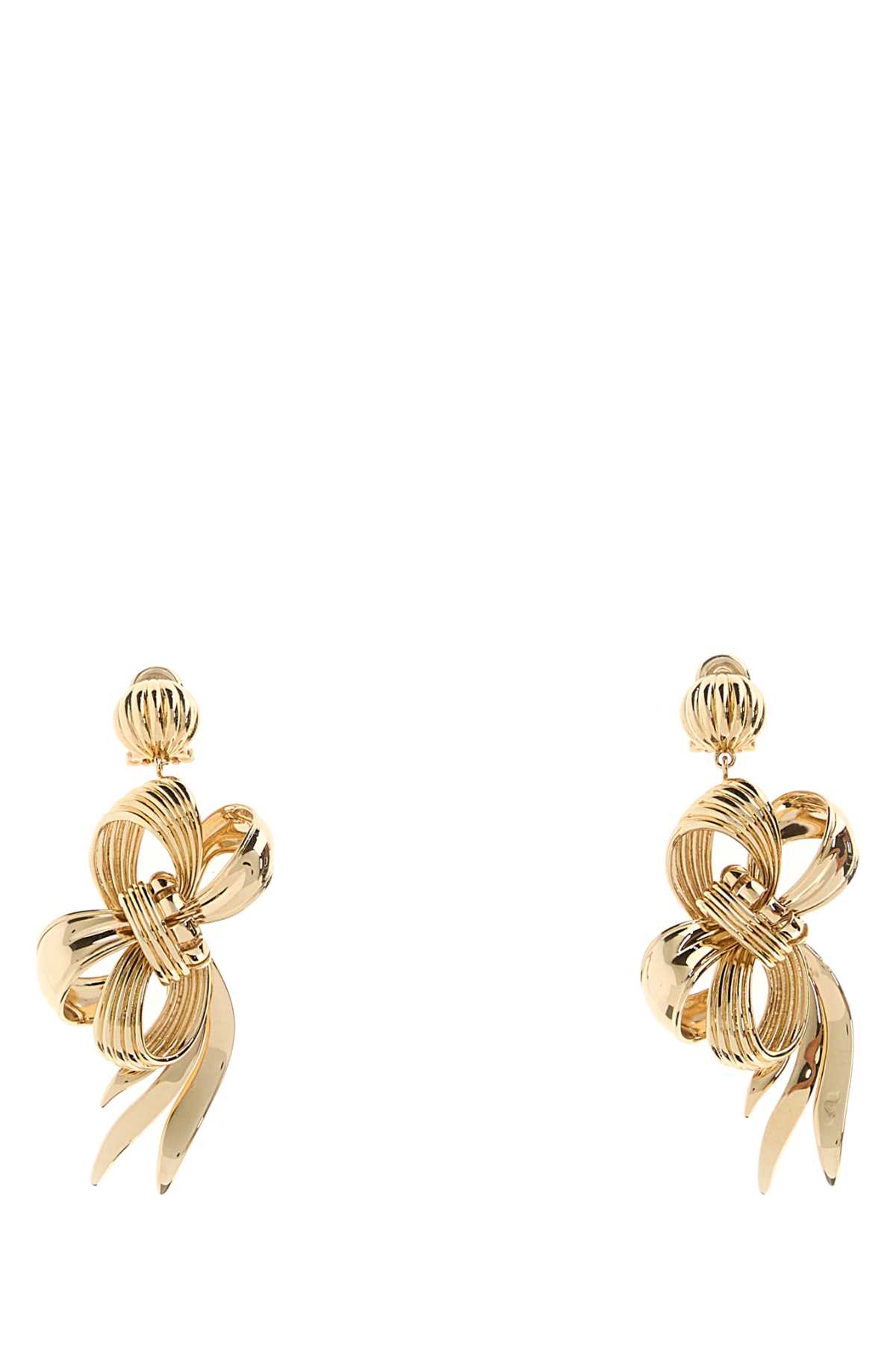 Miu Miu Textured Bow Design Metal Earrings In Gold