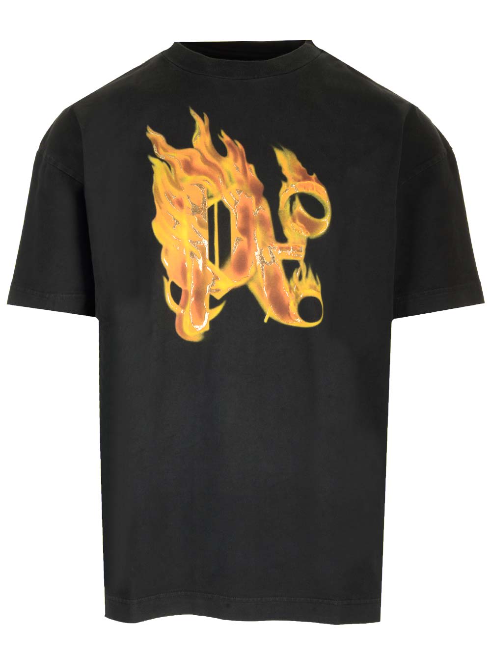 T-shirt With Burining Monogram On The Front
