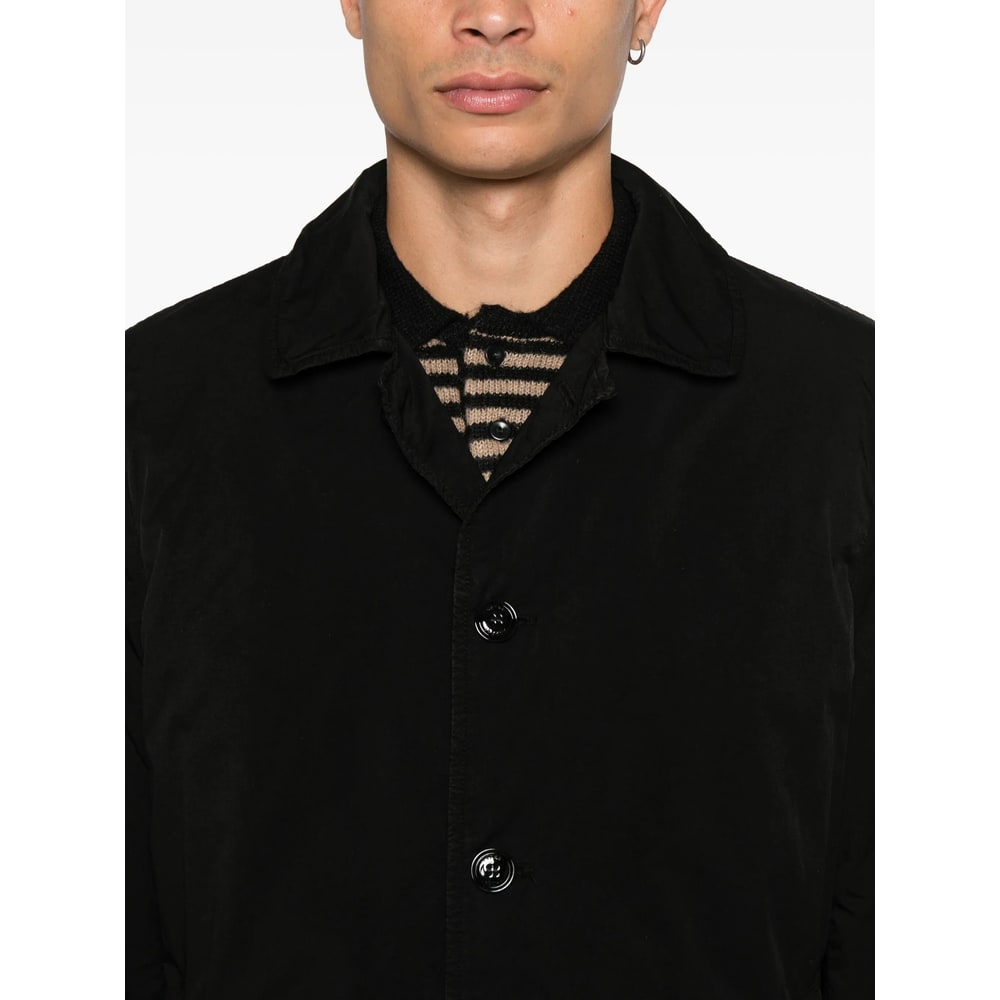 Aspesi Spread-collar Single-breasted Coat In Black