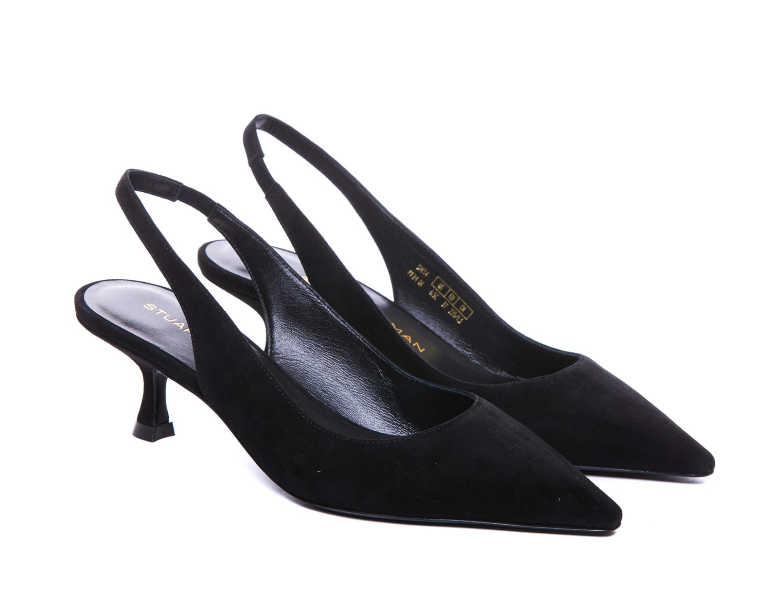 Shop Stuart Weitzman Naomi Slingback In Black