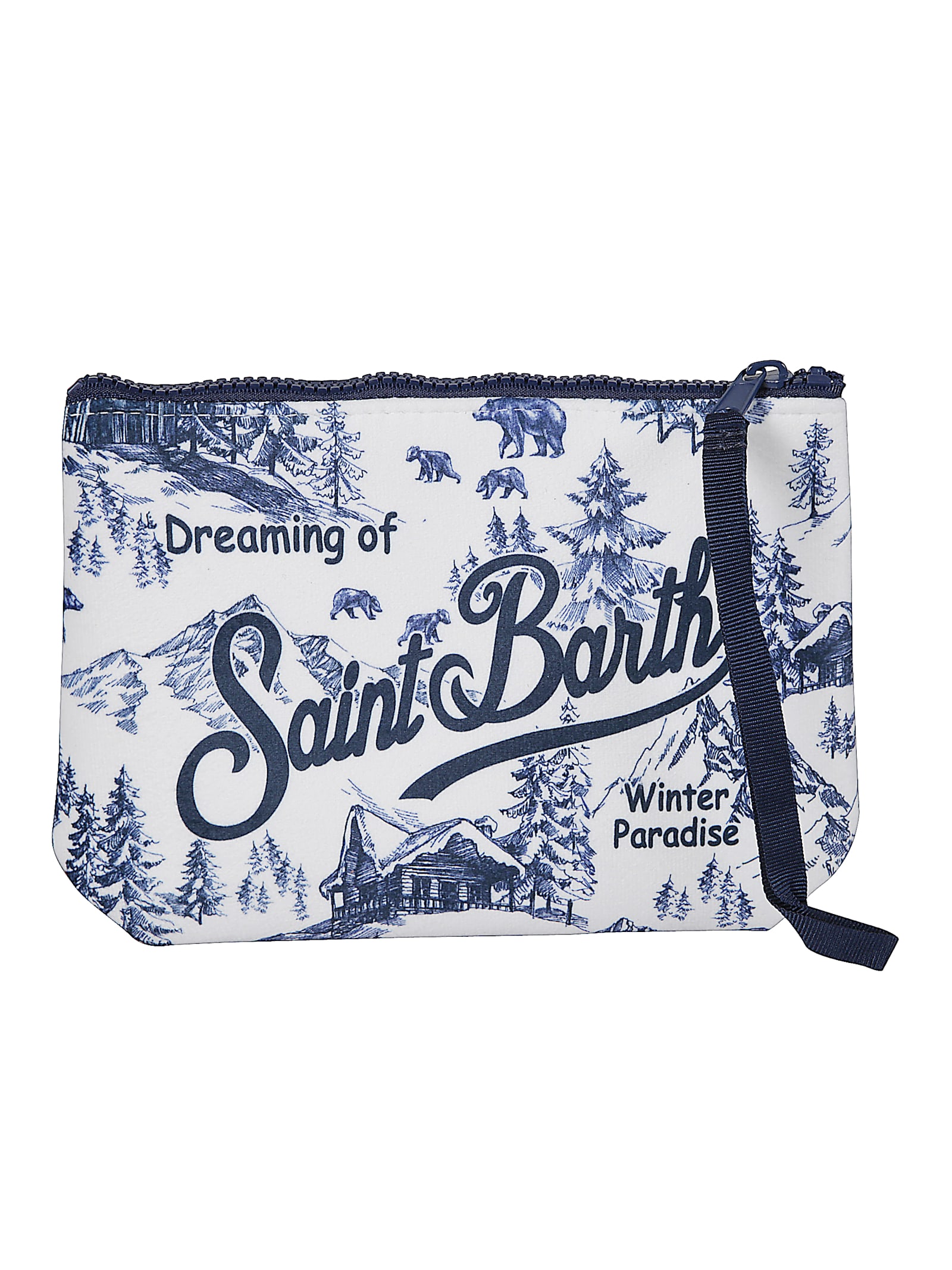 Mc2 Saint Barth Aline Printed Wrist Strap Clutch Bag In Blue