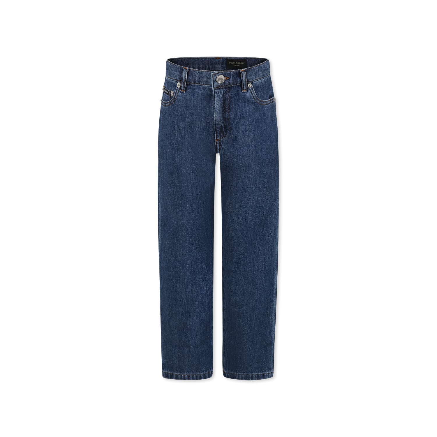 Dolce & Gabbana Denim Jeans For Kids With Logo In Denim