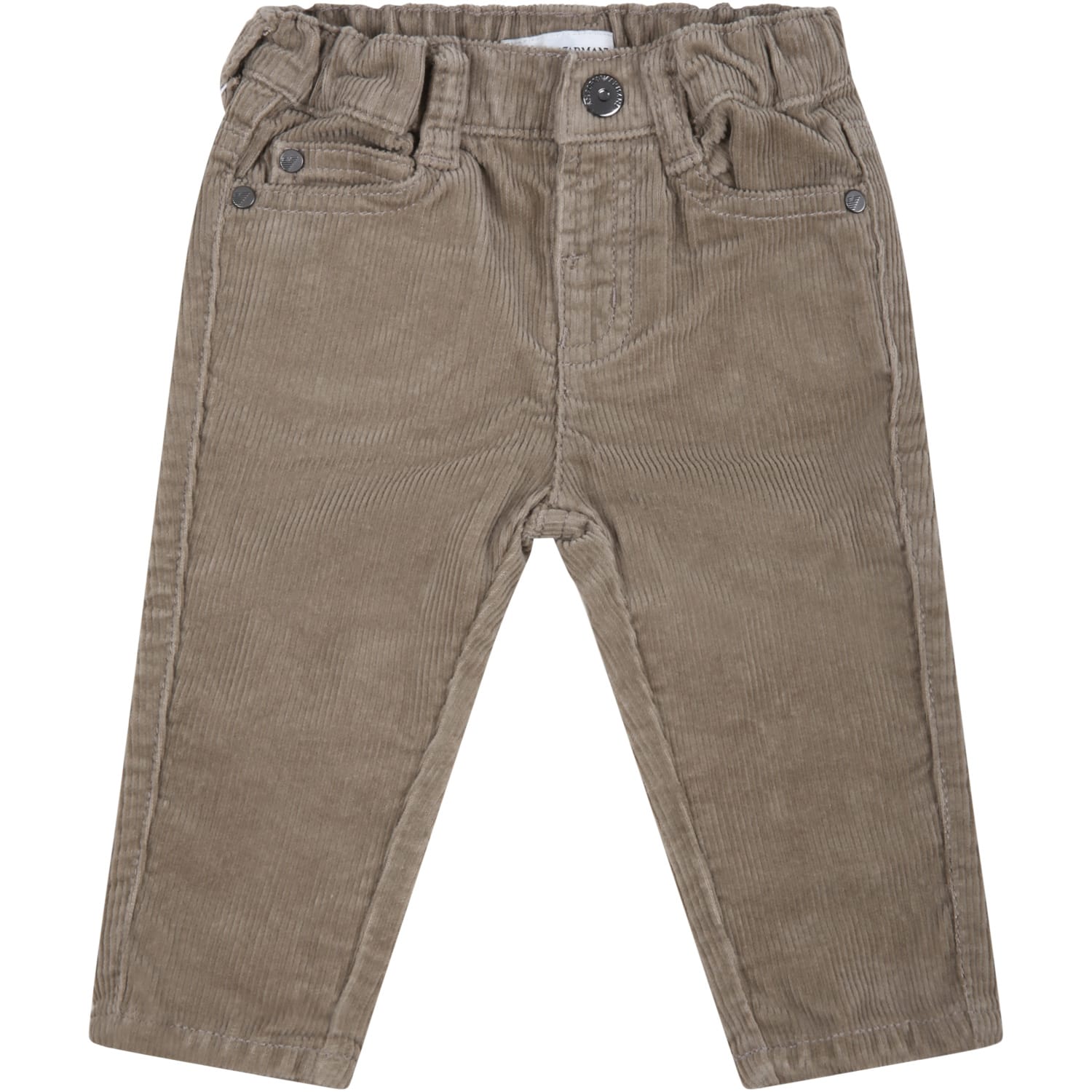 Armani Collezioni Beige Trousers For Baby Boy With Patch Logo