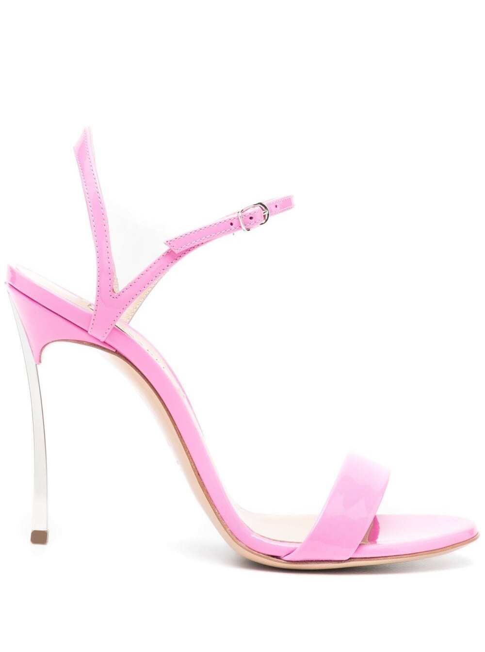 Casadei Womans Blade Tiffany Shiny Pink Leather Sandals