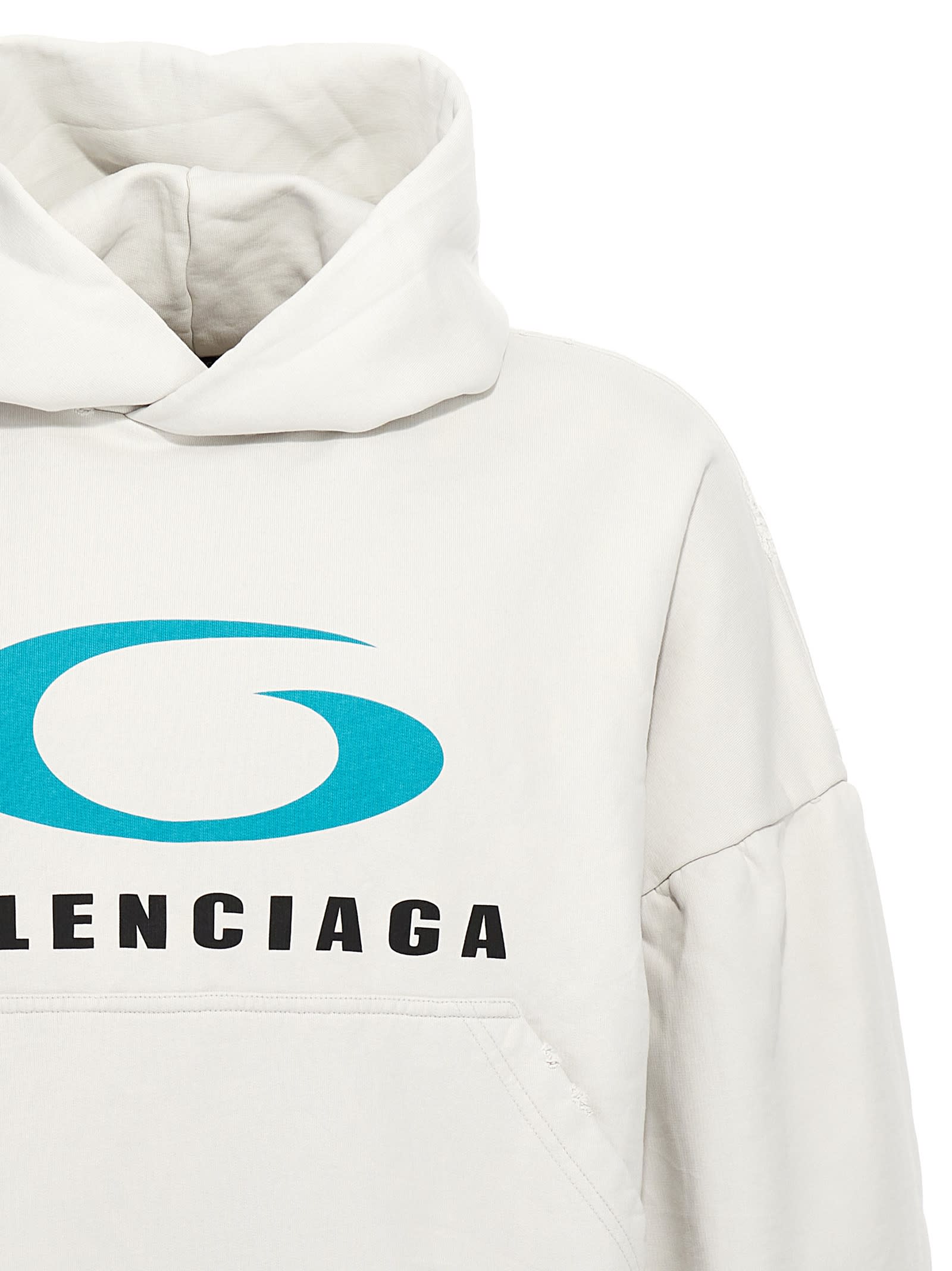 Shop Balenciaga Loop Sports Icon Cropped Hoodie In White