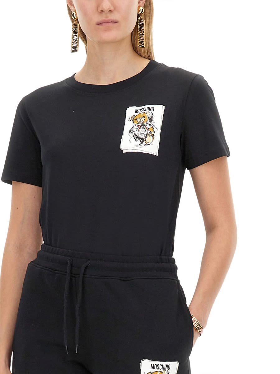 Shop Moschino T-shirt With Logo In Black