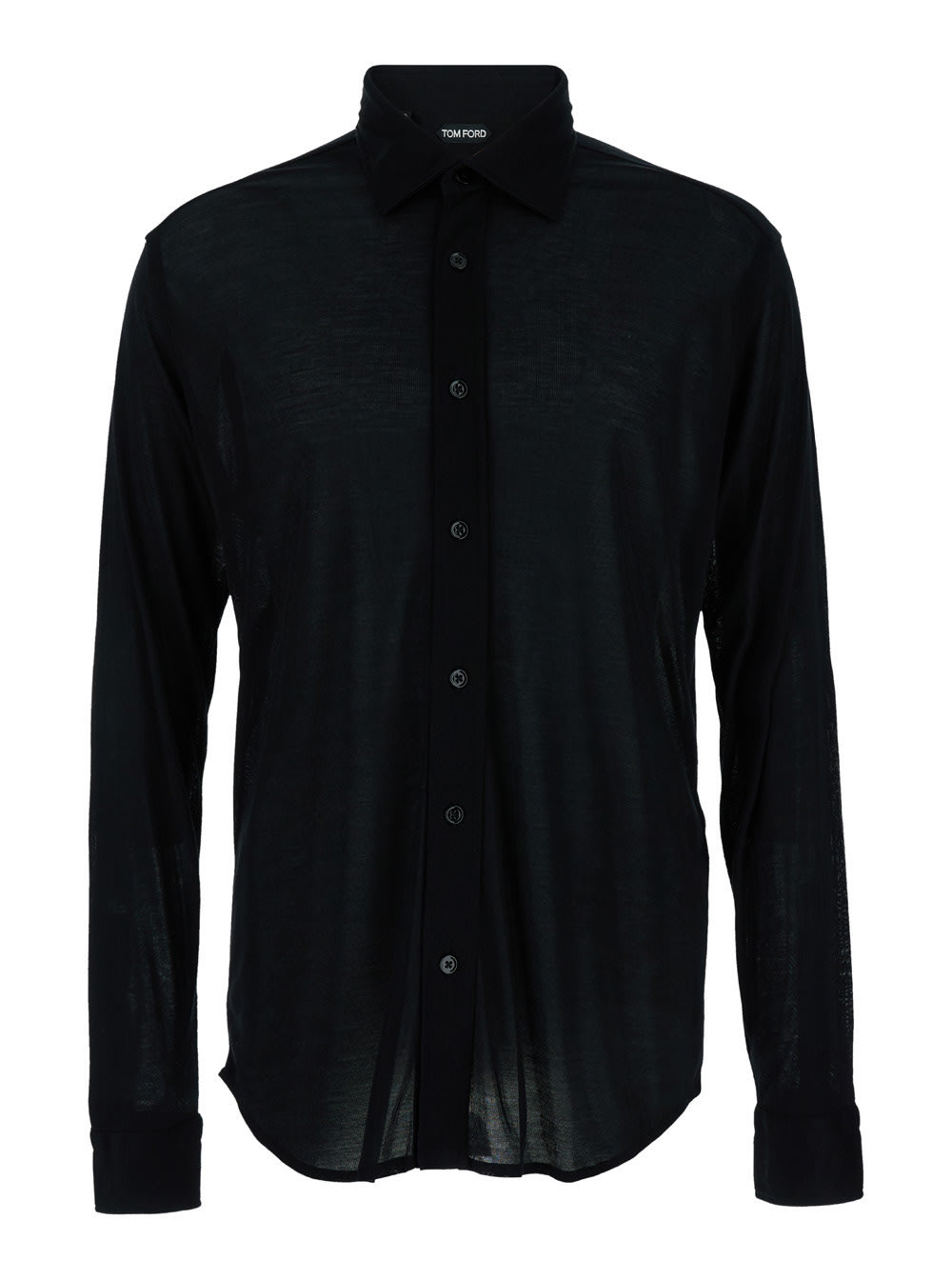 Shop Tom Ford Black Satin Shirt In Silk Man