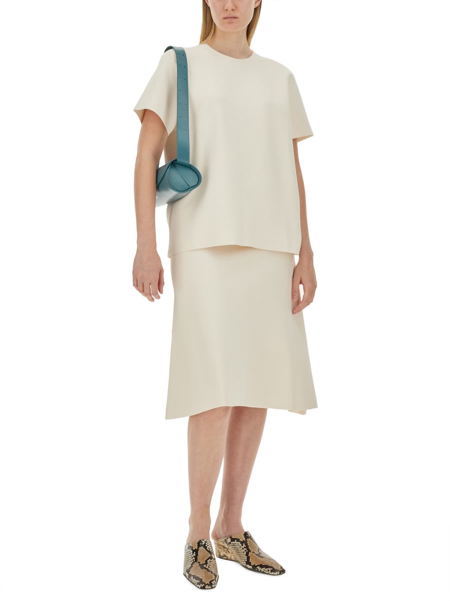 Shop Jil Sander Asymmetrical Skirt In Powder