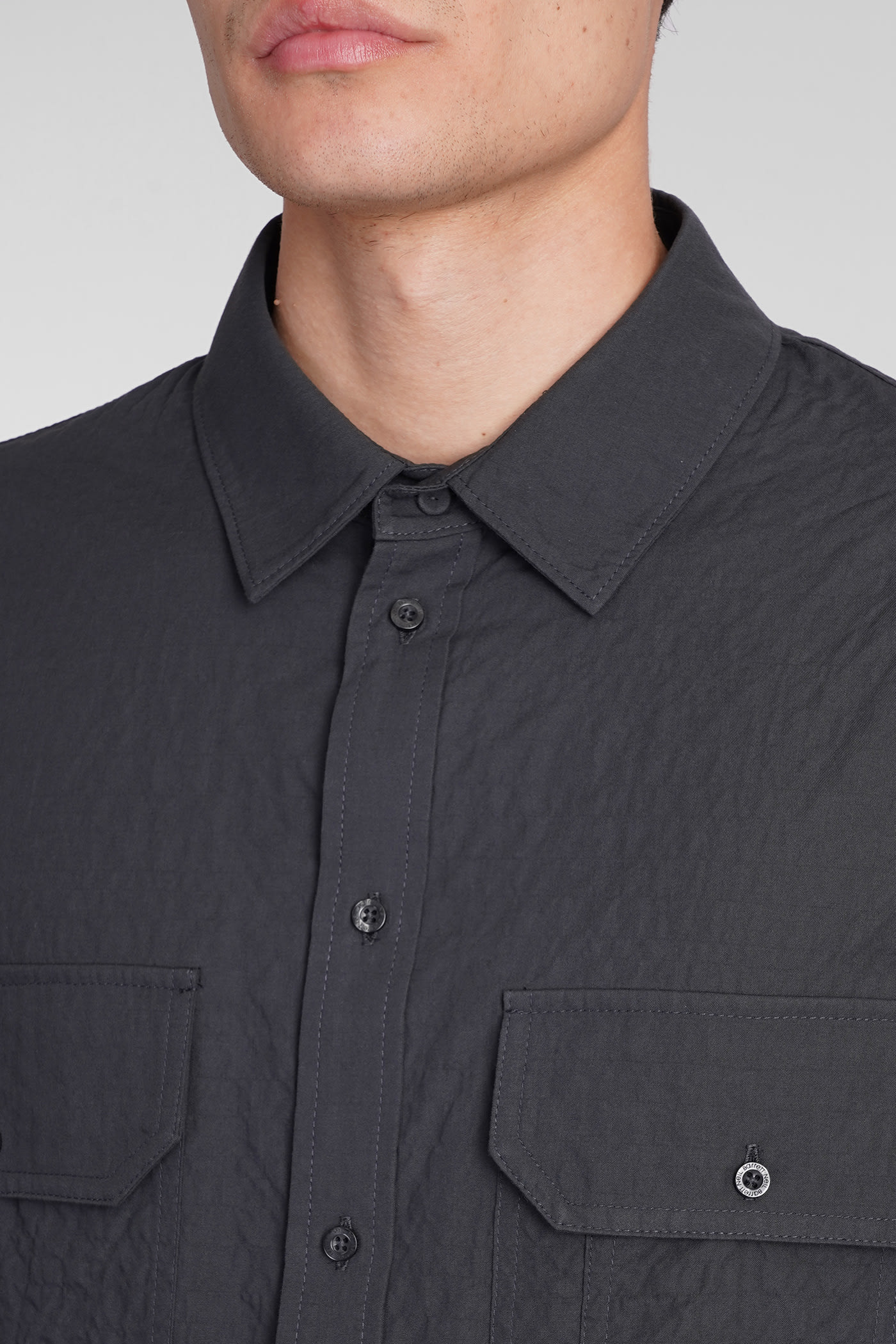 Shop Neil Barrett Overshirt Chest Pock Shirt In Black Cotton