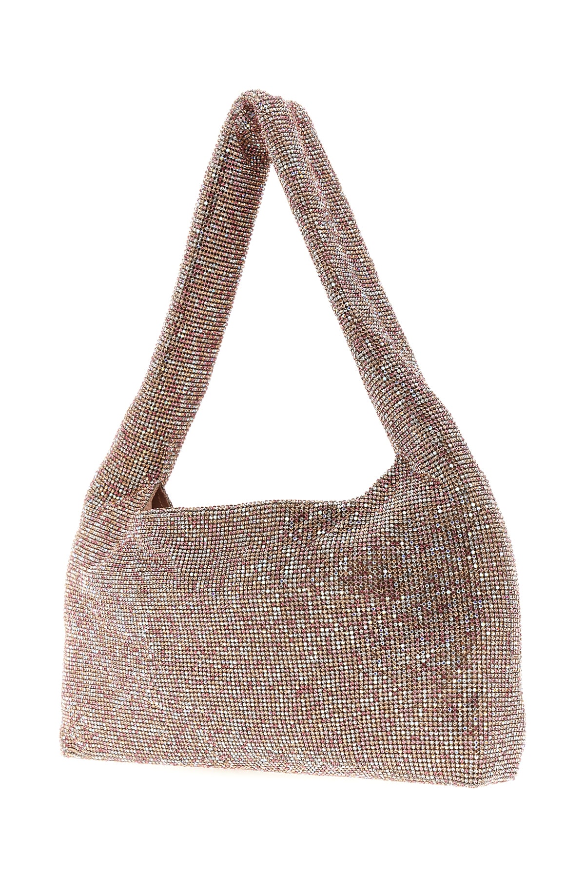 Shop Kara Embellished Fabric Crystal Mesh Shoulder Bag In Pink Pixel