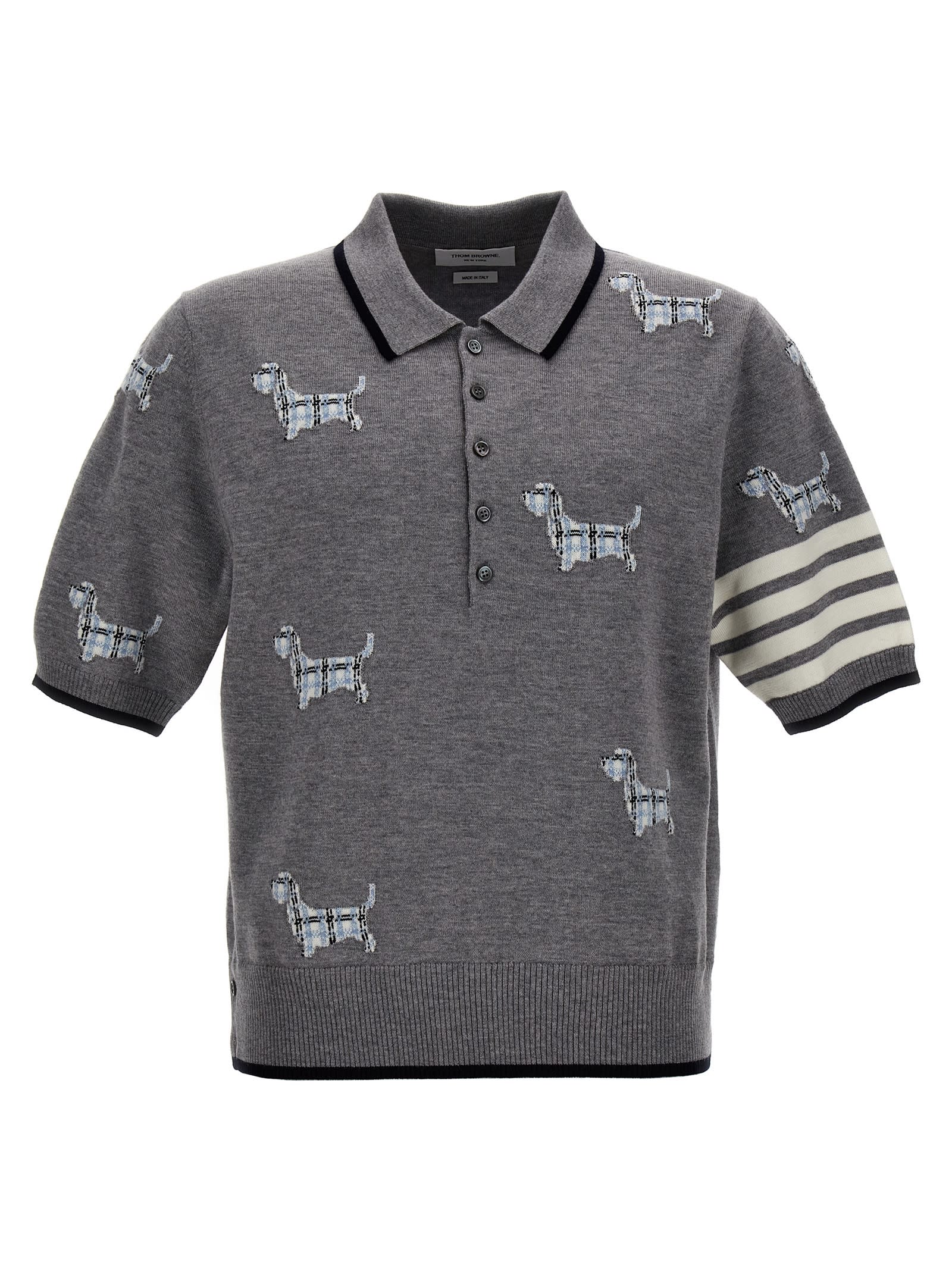 Shop Thom Browne Hector Polo Shirt In Gray