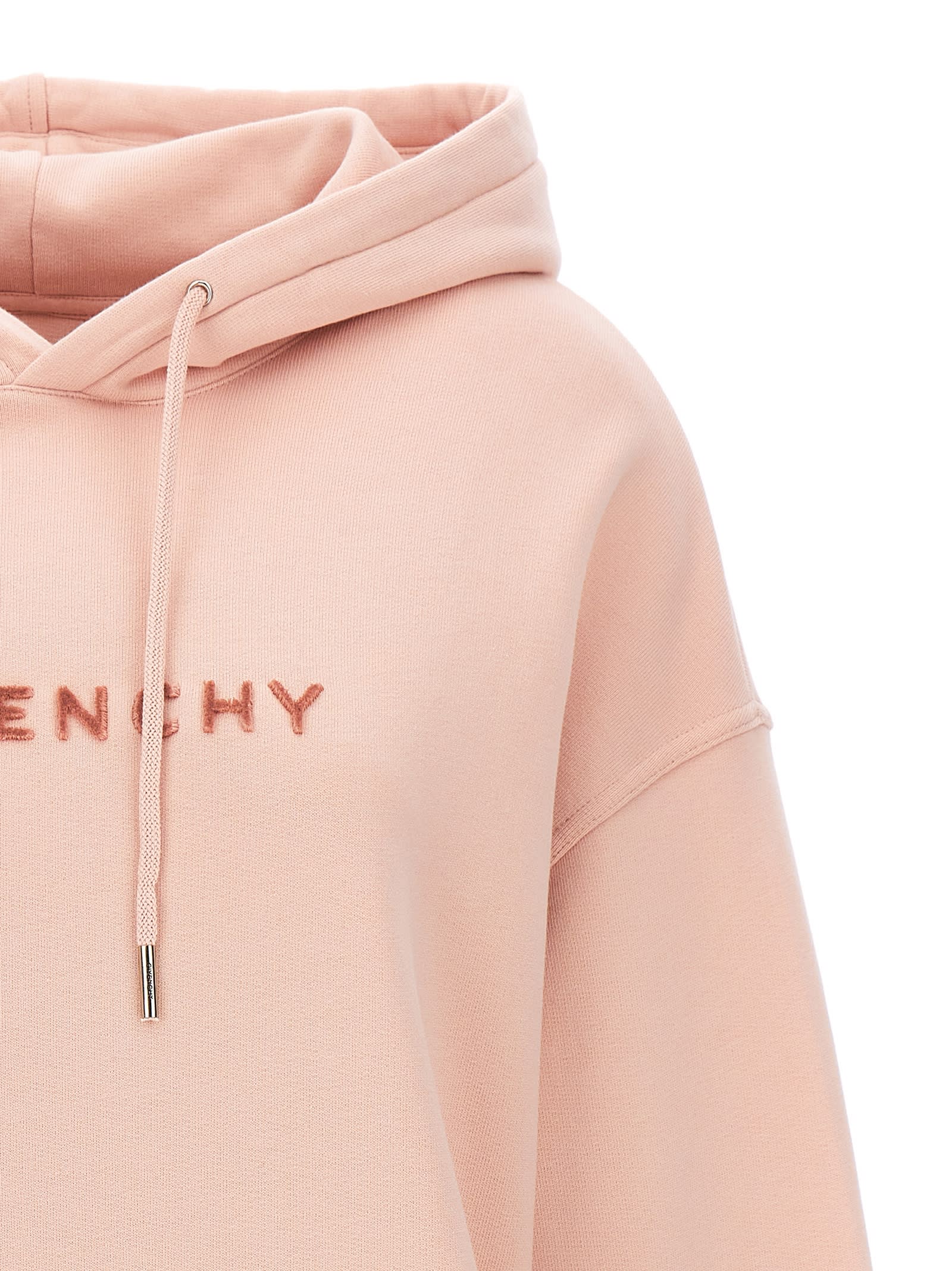 Shop Givenchy Flocked Logo Hoodie In Pink