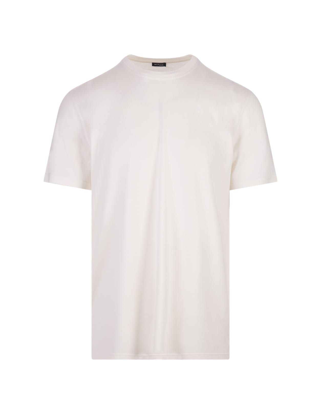 White Silk And Cotton Basic T-shirt