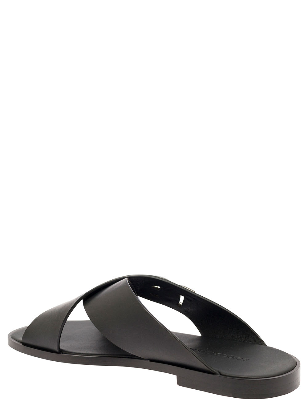 Shop Dolce & Gabbana Black Sandals With Criss Cross Bands And Logo Detail In Leather Man