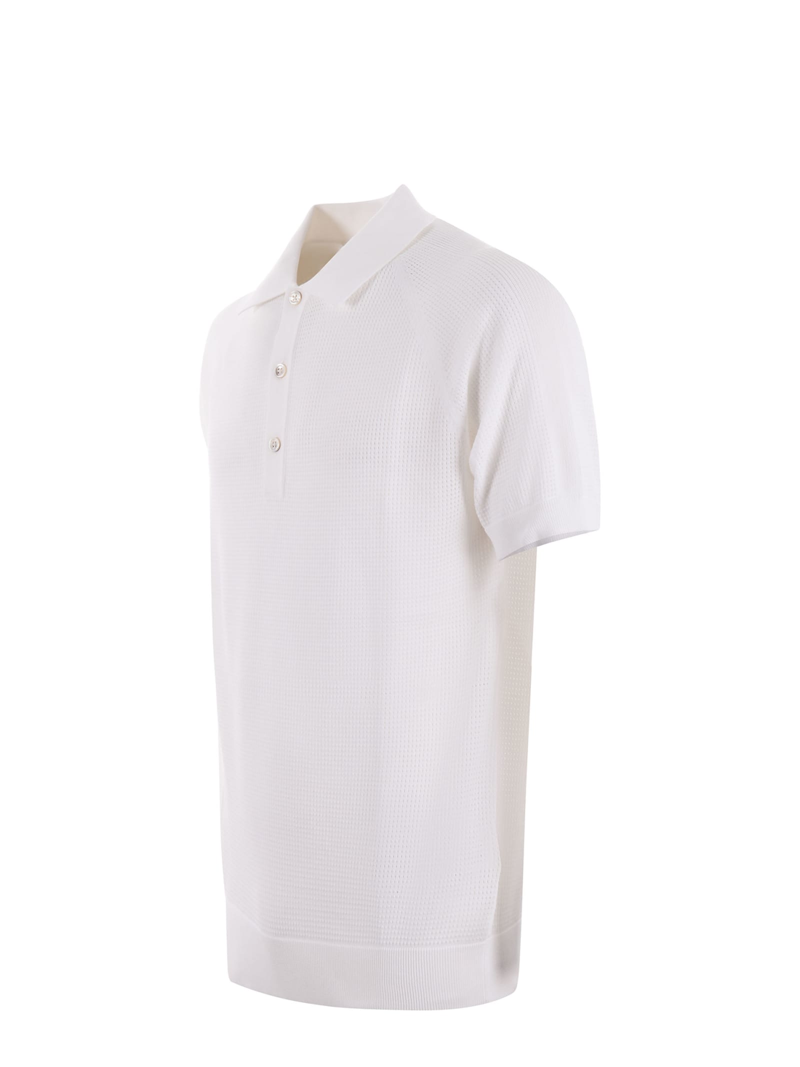 Shop Paolo Pecora Polo Shirt In Cotton Thread. In Bianco