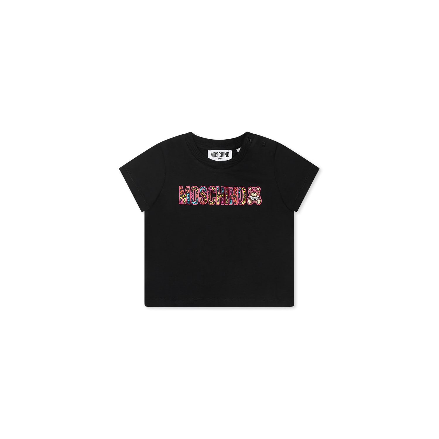 Moschino Black T-shirt For Baby Girl With Teddy Bear In Black