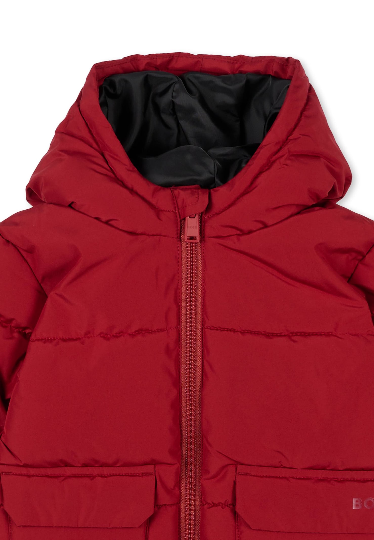 Hugo Boss Red Down Jacket For Baby Boy With Logo In Red