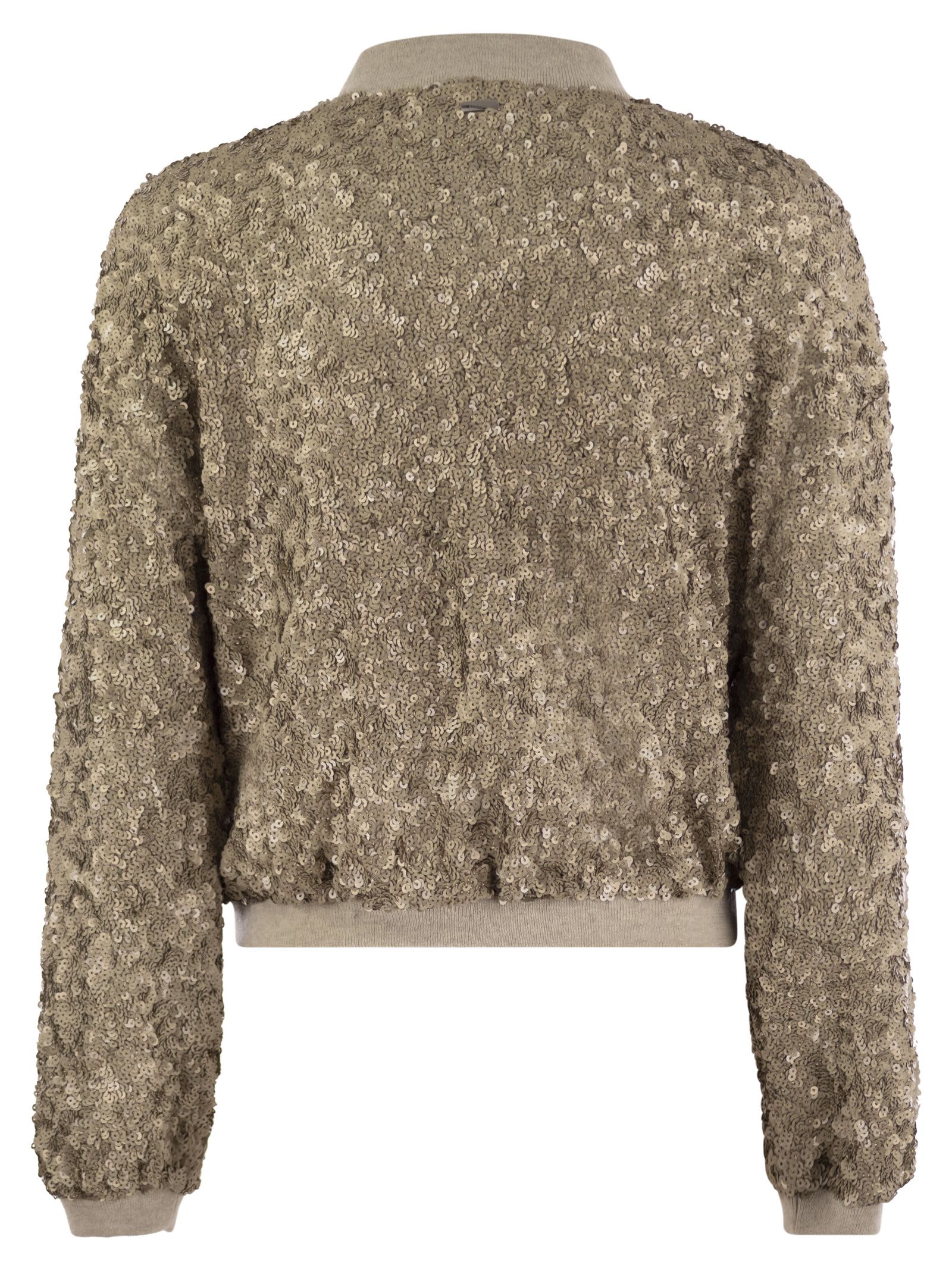 Shop Herno Bomber Jacket With Sequins In Gold