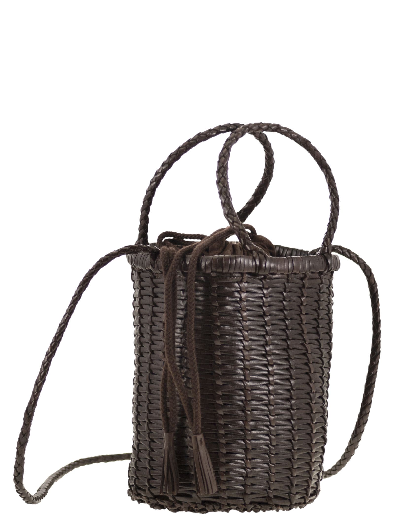 Dragon Diffusion Woven-leather Bucket Bag In Brown