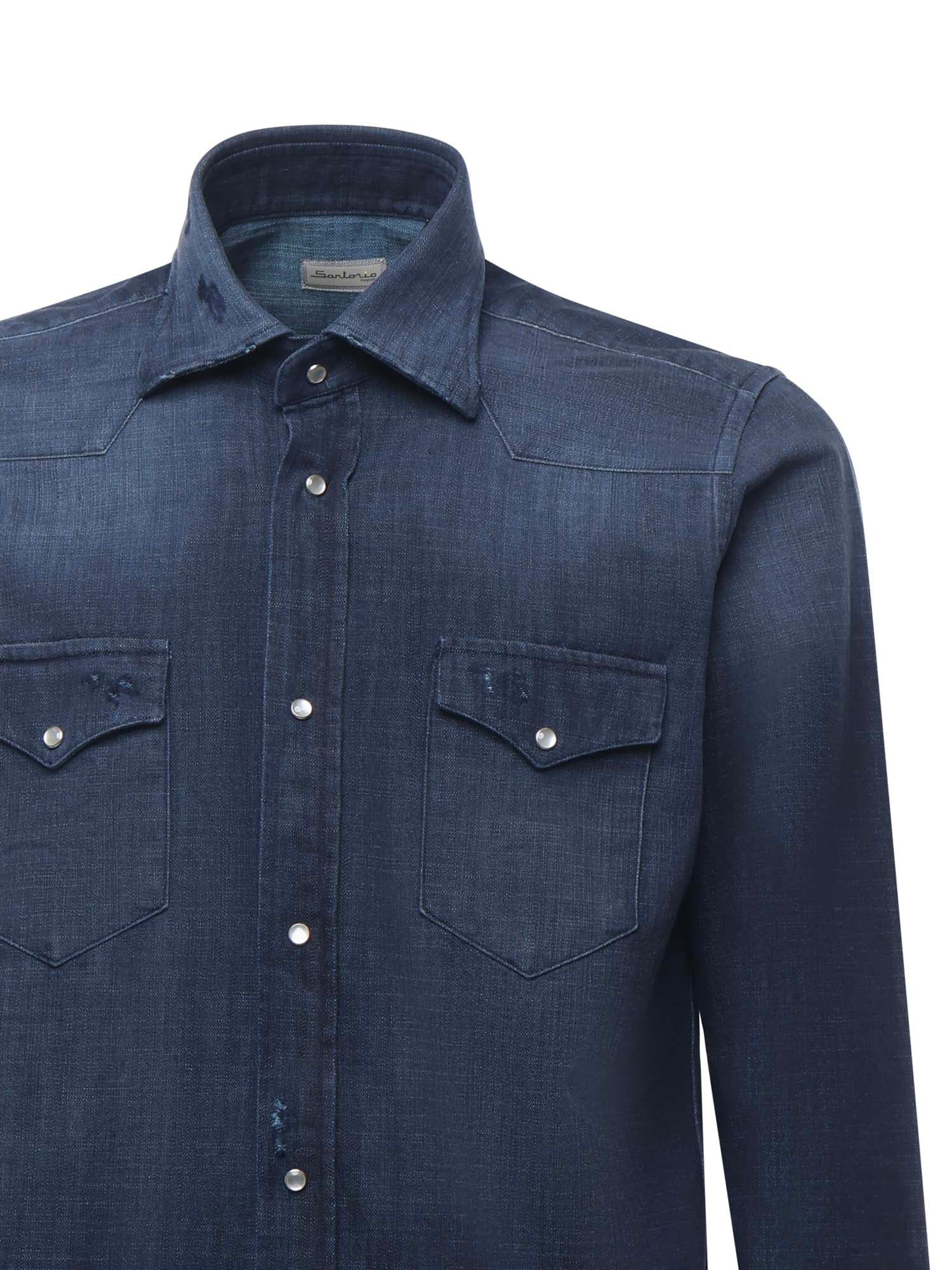 Sartorio Napoli Texas Cotton Denim Shirt In Blue