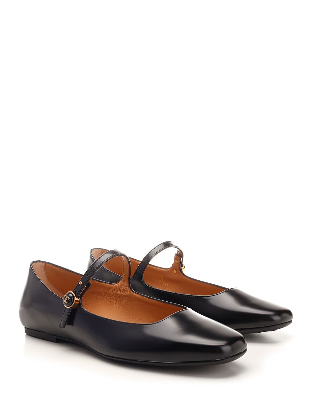 Shop Tod's Calfskin Ballet Flats In Black