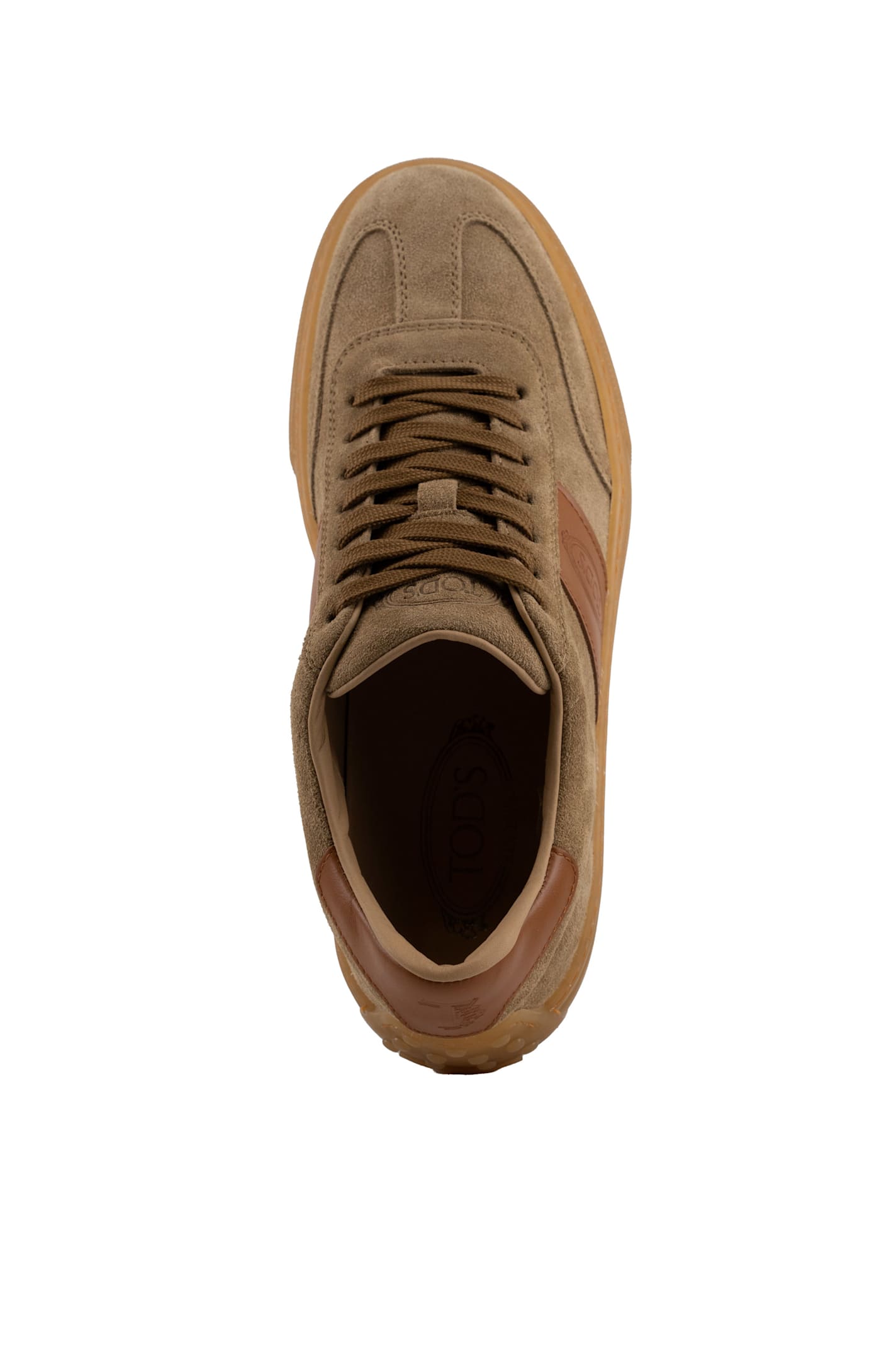 Shop Tod's Suede Sneakers In Beige