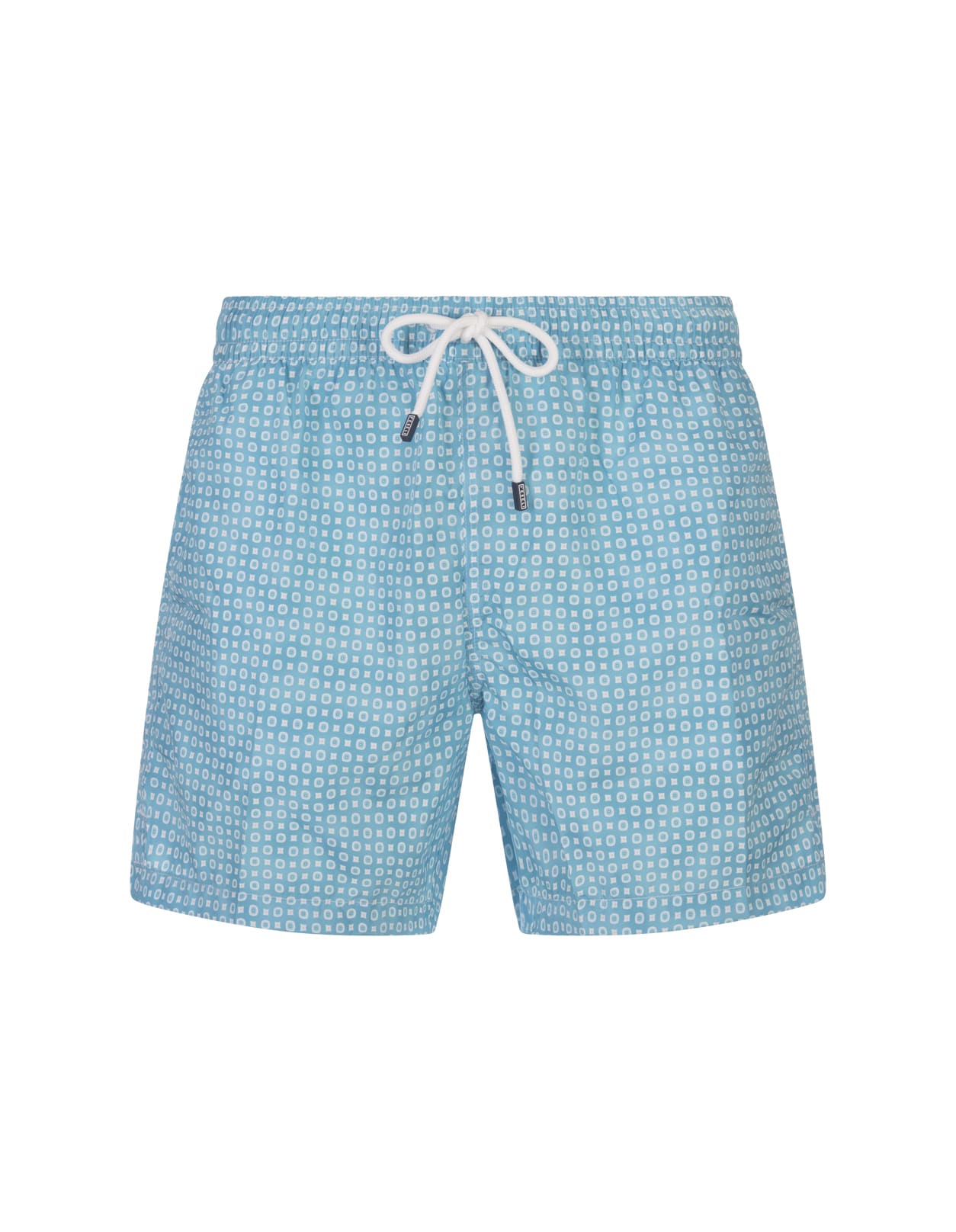 Turquoise Swim Shorts With Micro Pattern