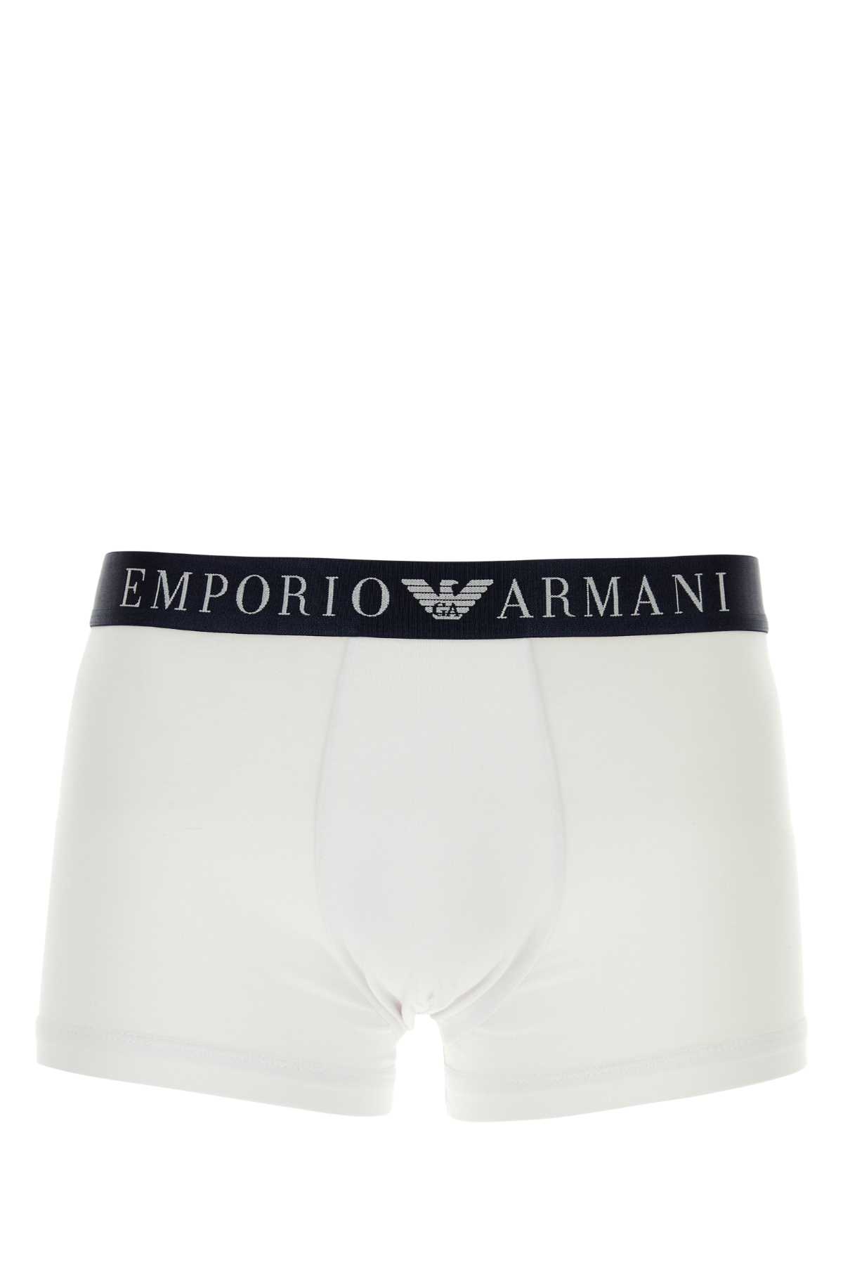 Shop Emporio Armani White Stretch Cotton Boxer In 00010