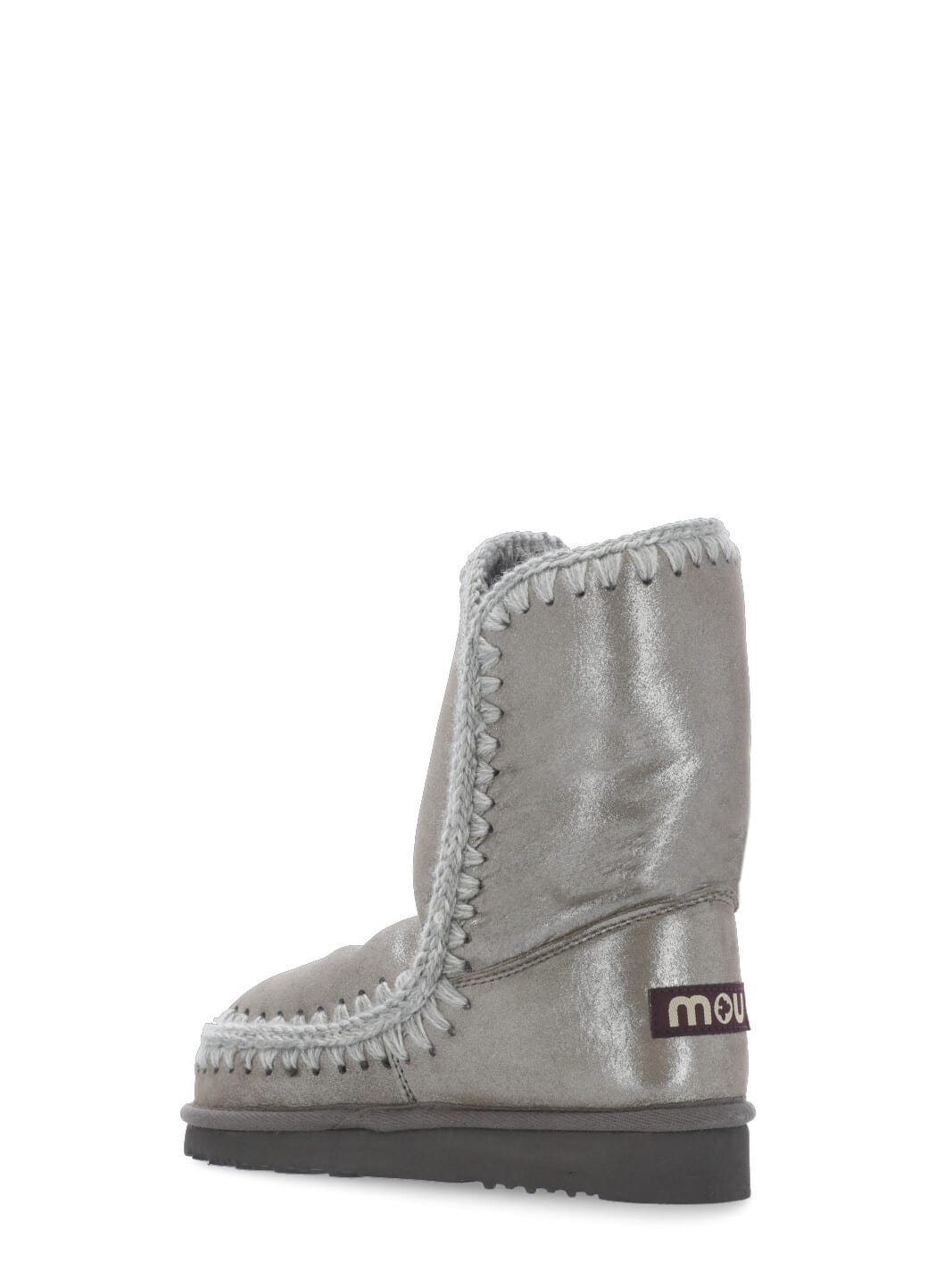 Mou Eskimo 18 Crochet-trim Metallic-leather Boots In Grey