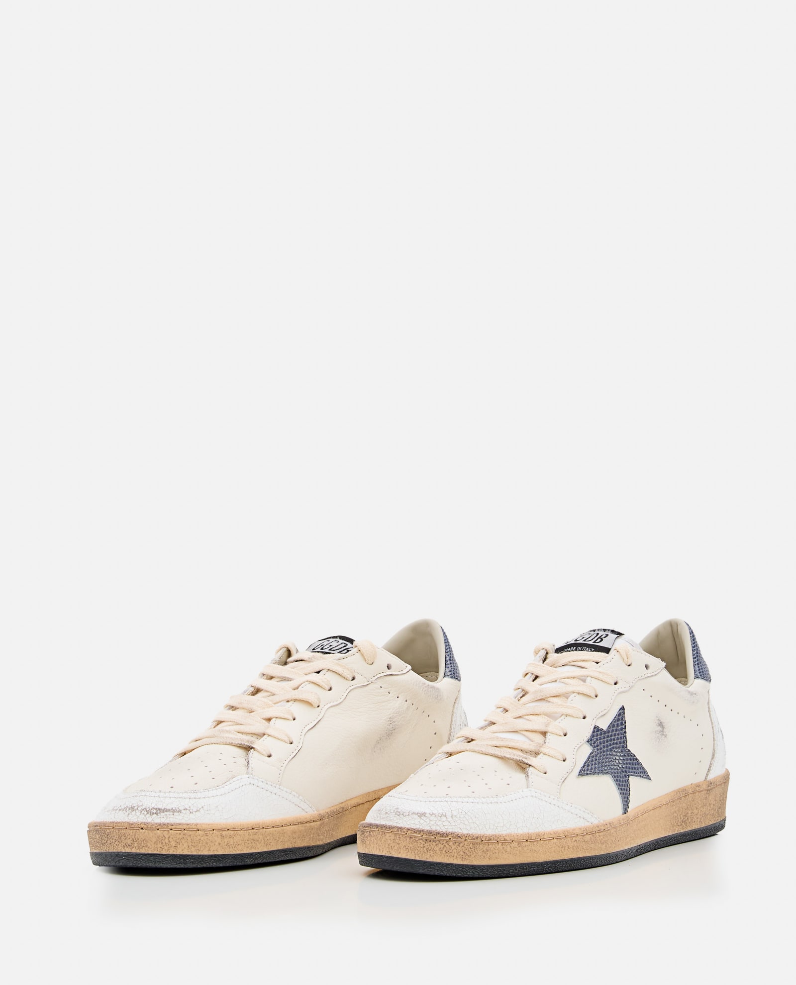 Shop Golden Goose Ballstar Nappa Upper Crack Toe And Spur Li Zard Printed Star And Heel In White