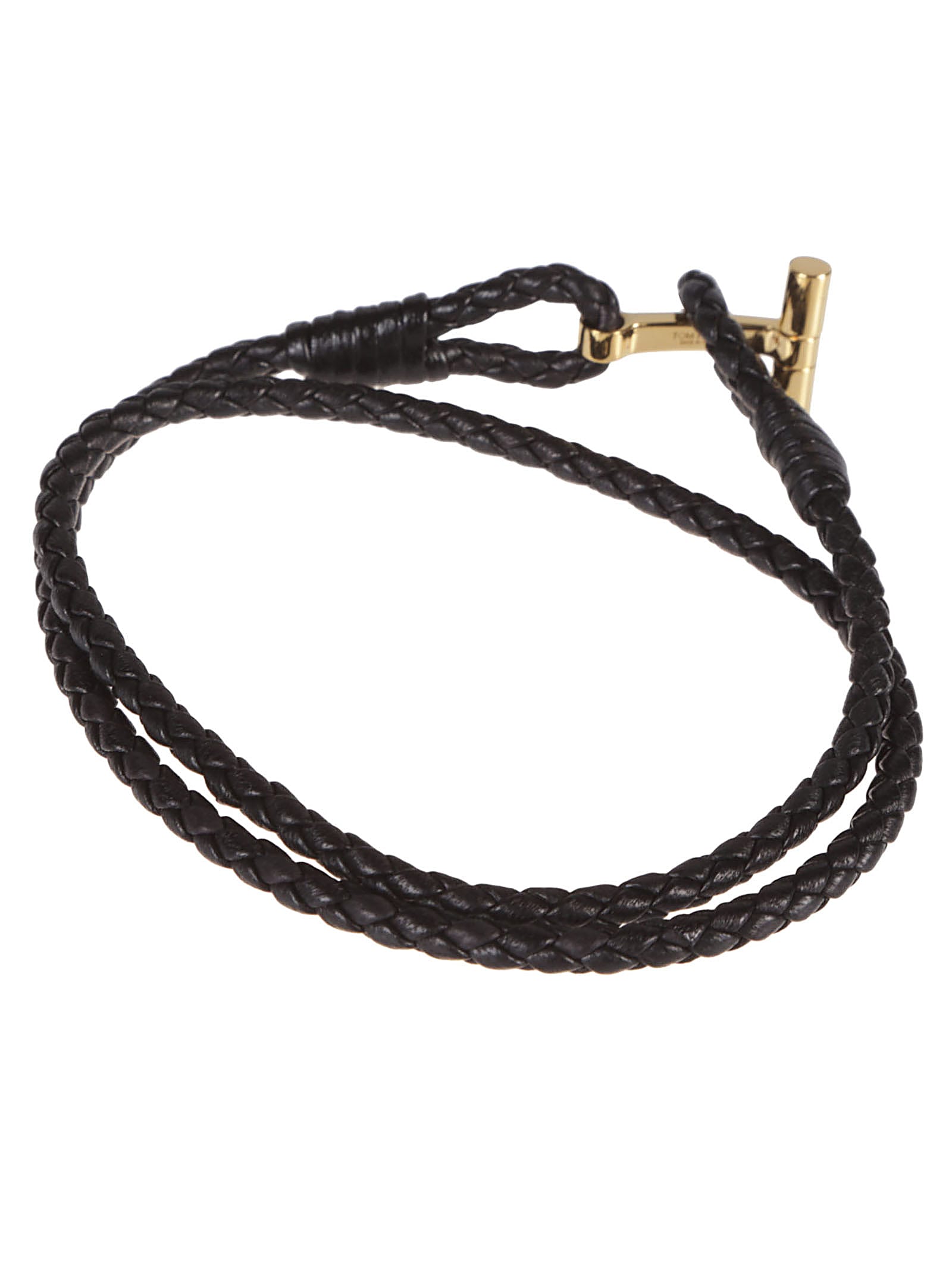 Tom Ford T Wrap Woven Bracelet In Black