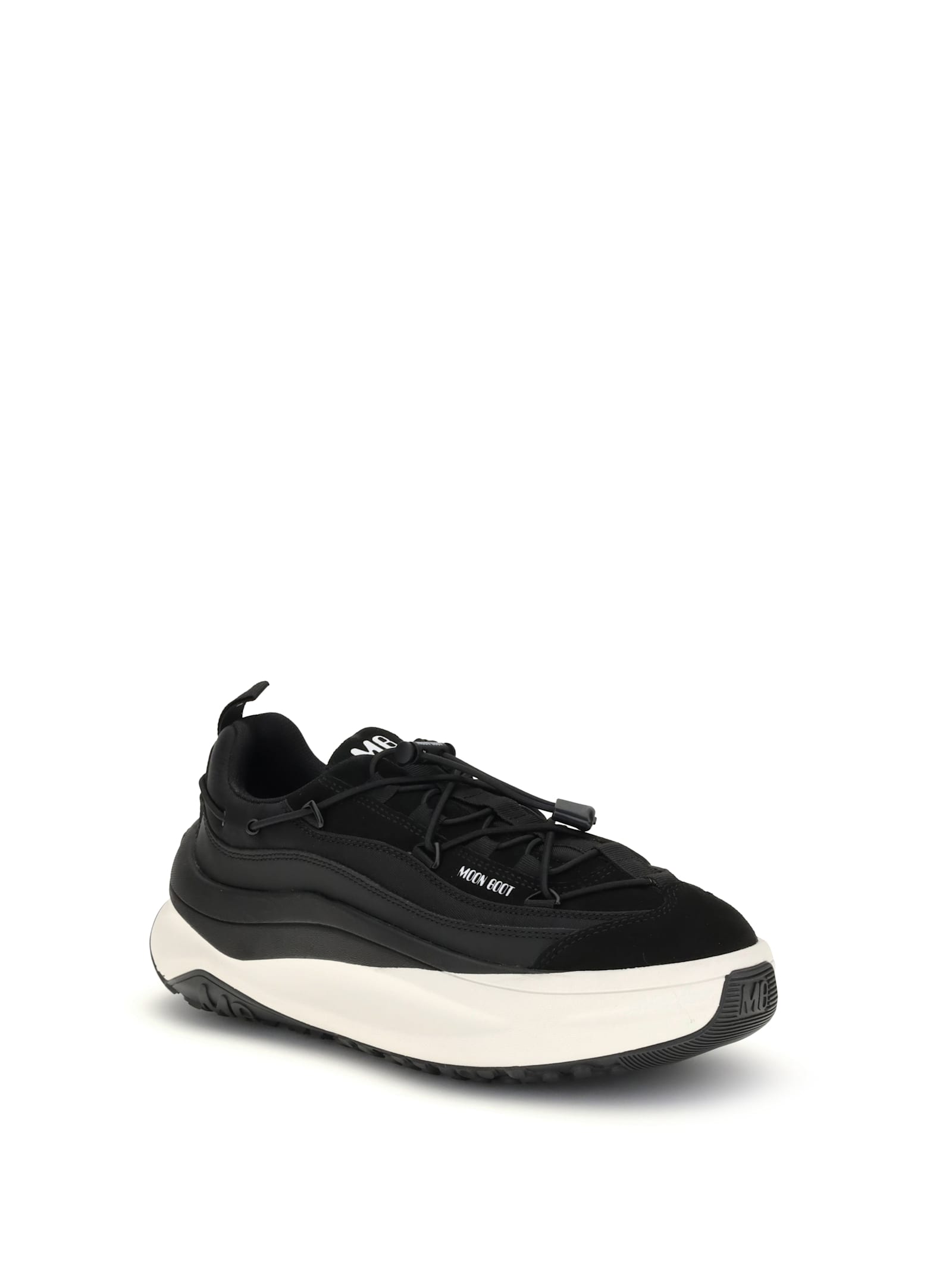 Moon Boot Blackwhite Round Toe Sneakers In Black