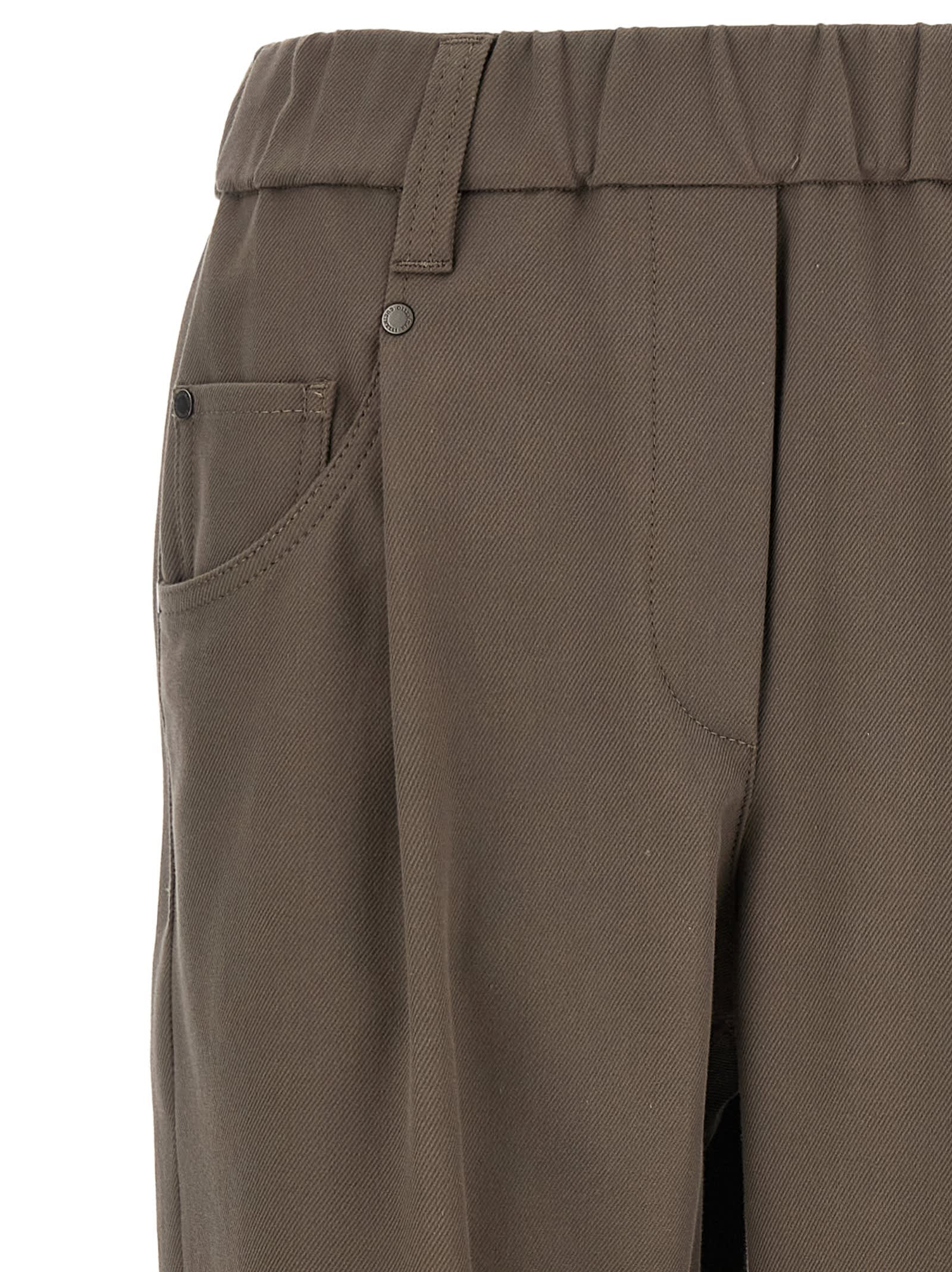 Brunello Cucinelli Elastic Waistband Trousers With Pockets And Loops In Brown