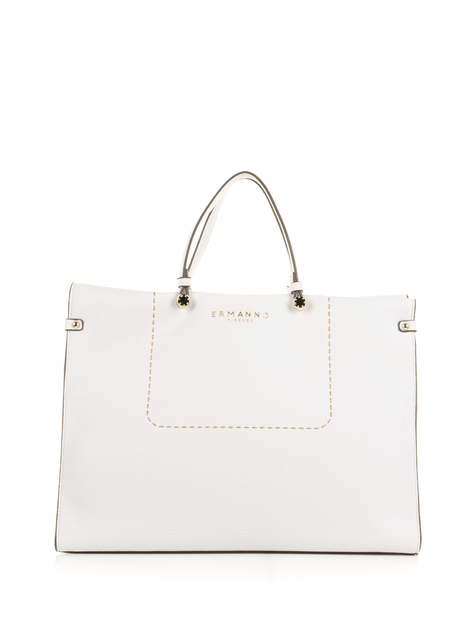 Shop Ermanno Scervino White Petra Shopping Bag In Textured Eco-leather In Bianco
