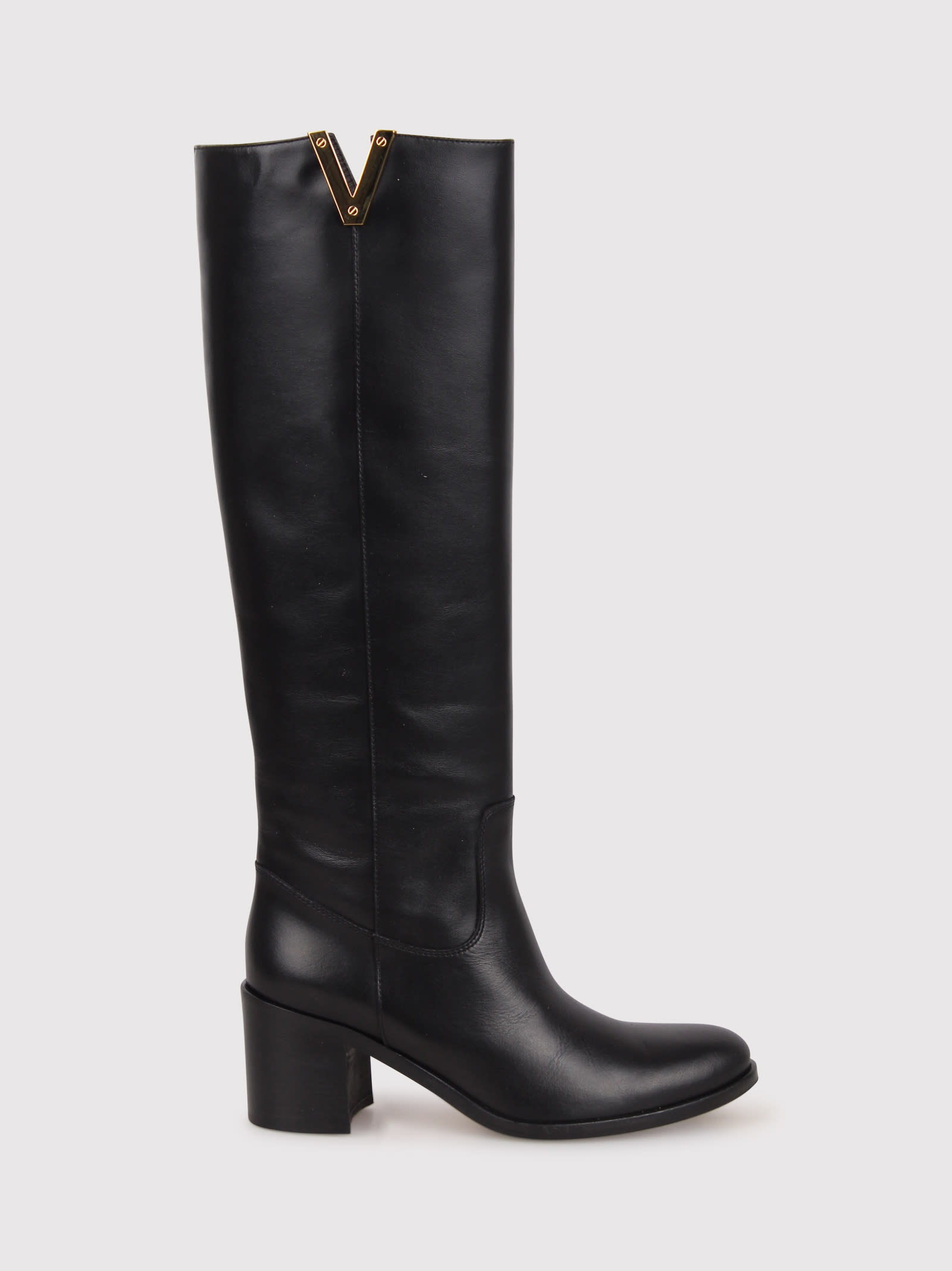 Shop Via Roma 15 65mm Logo Plaque Knee-high Boots