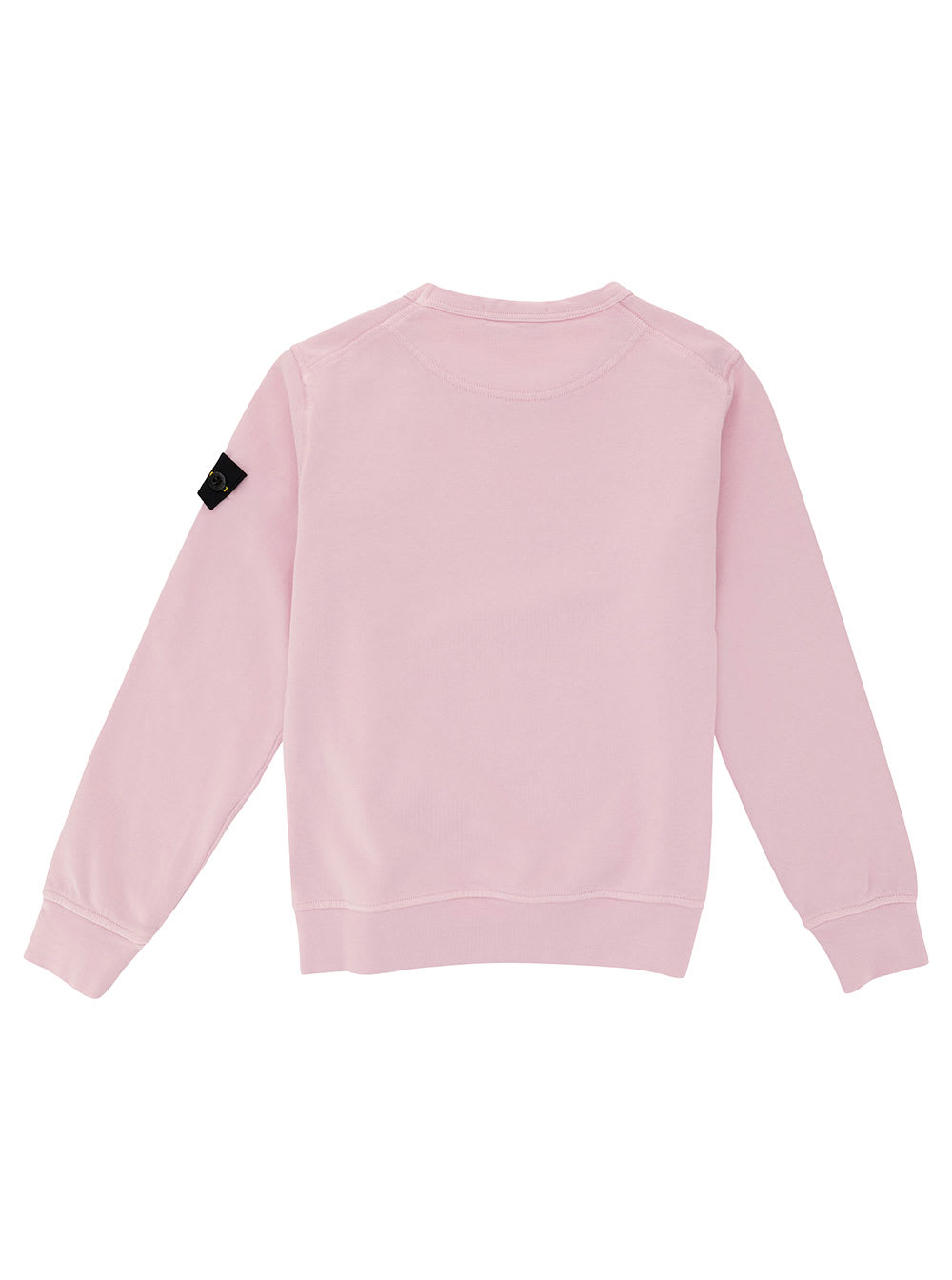 Shop Stone Island Junior Pink Crewneck Sweatshirt With Logo Patch In Cotton Boy