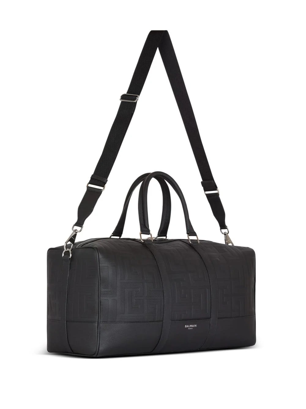 Shop Balmain Black Monogrammed Travel Bag In Opa Noir