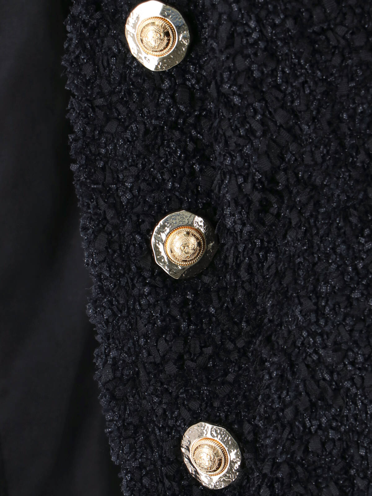 Balmain Edge-to-edge Silky Tweed Jacket In Black